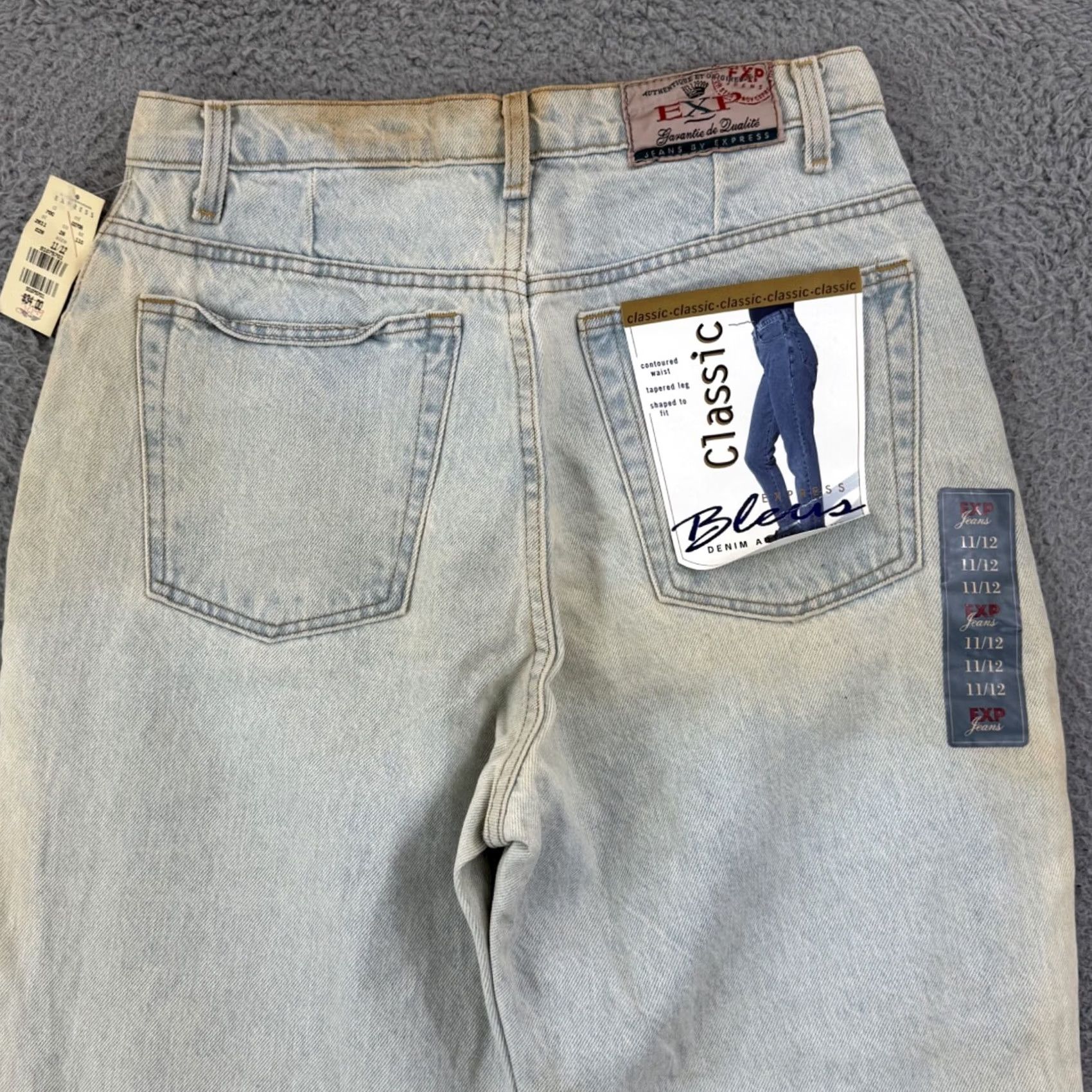 Express VINTAGE Express Jeans Womens 90s Tapered High Rise Denim 30x32 NWT 11/12 Blue 100% Cotton Womens Jeans Size 34" / US 12 / IT 48 - 7 Thumbnail