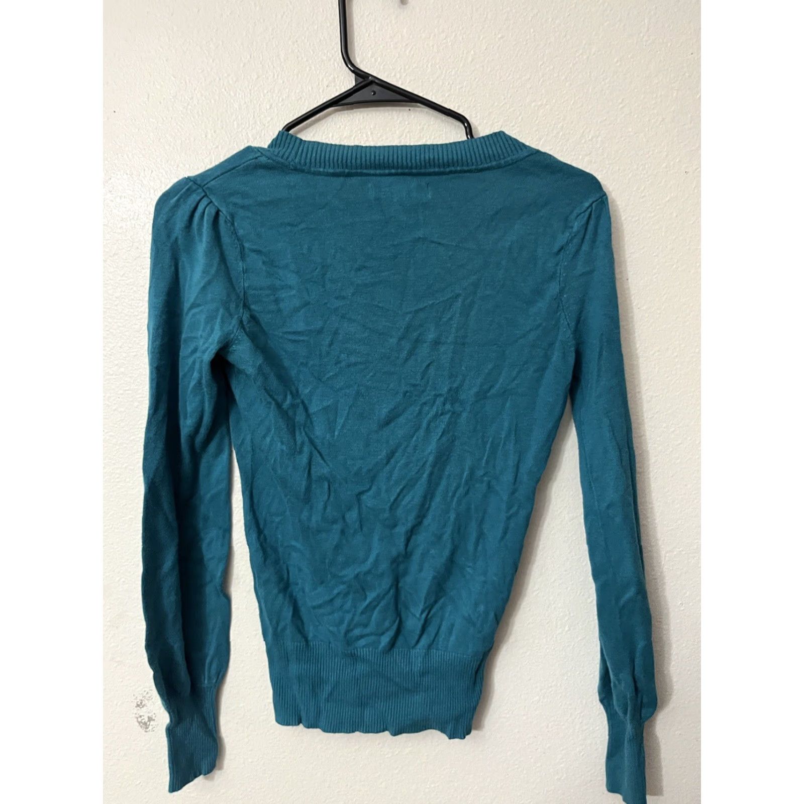 Express EXPRESS Women's Blue Stretch V Neck Sweater Size XS Long Sleeve Size XS / US 0-2 / IT 36-38 - 3 Thumbnail