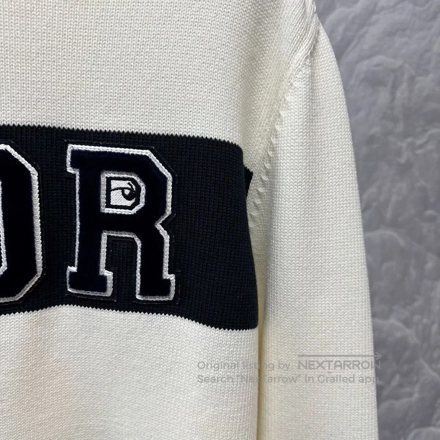 Dior dior logo knitted sweater in cream color. Size L / US 10 / IT 46 - 4 Thumbnail