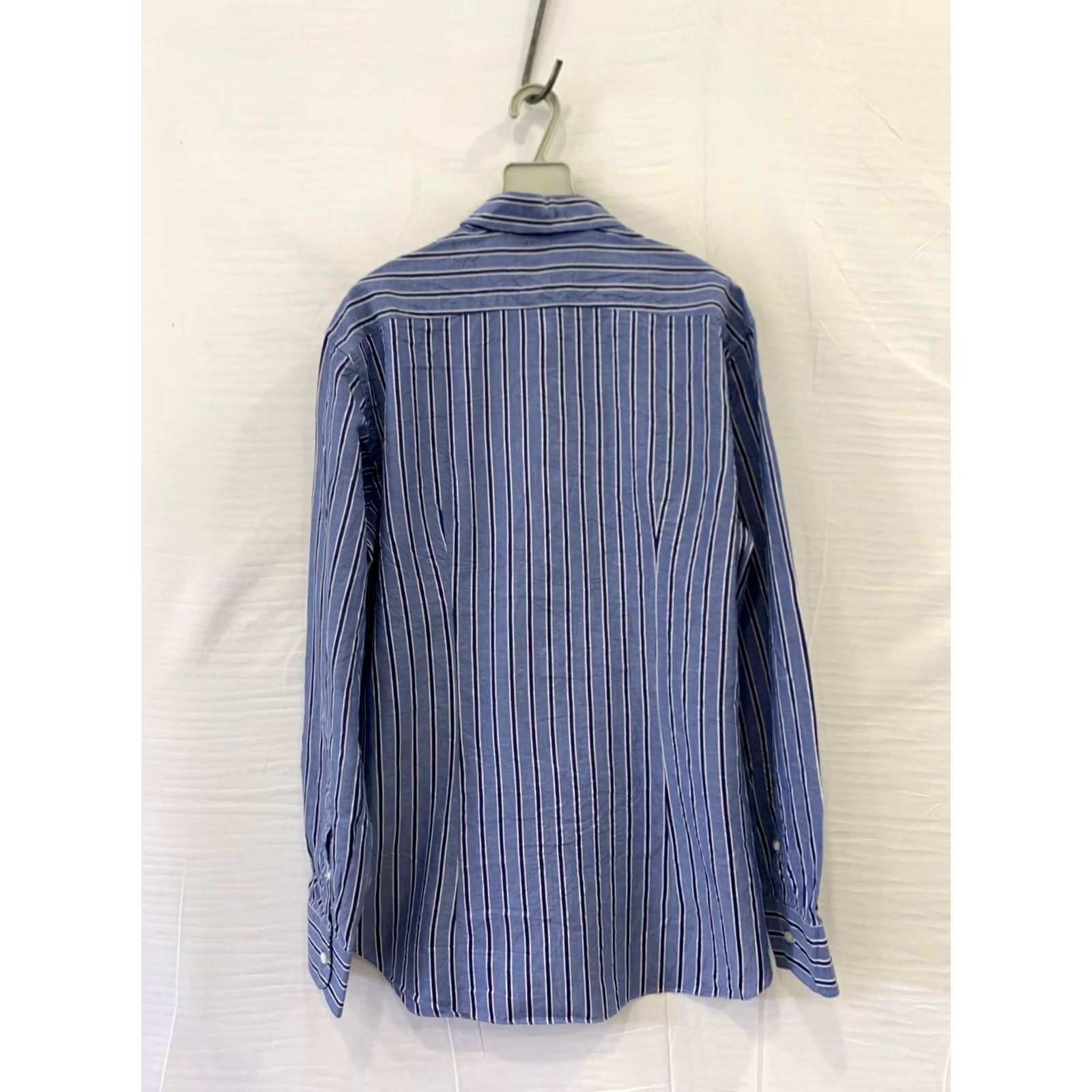Salvatore Ferragamo Salvatore Ferragamo Men’s Large Blue Stripe Linen Cotton Shirt Italy 16.5 42#C16 Dress Shirt Size US L / EU 52-54 / 3 - 2 Thumbnail