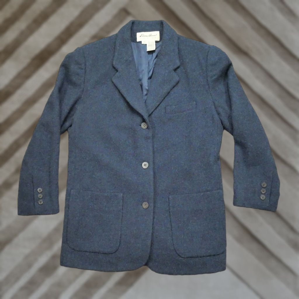 Eddie Bauer VINTAGE Eddie Bauer Jacket Womens M Blue Navy Wool Blazer 90s Career Blazer Mens? Wait. Size M / US 6-8 / IT 42-44 - 1 Thumbnail