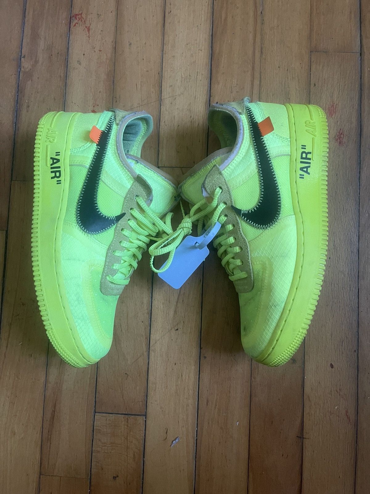 image of Nike x Off White Air Forces Shoes in Green, Women's (Size 8)