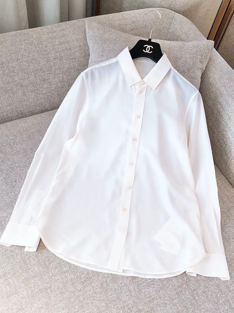 Saint Laurent Paris Saint Laurent White Silk Paris Collar Shirt Size S / US 4 / IT 40 - 1 Thumbnail
