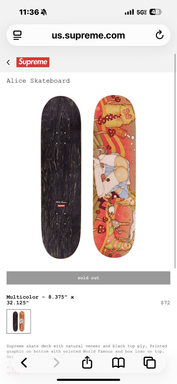 Supreme Supreme Alice Skateboard Size ONE SIZE - 2 Thumbnail