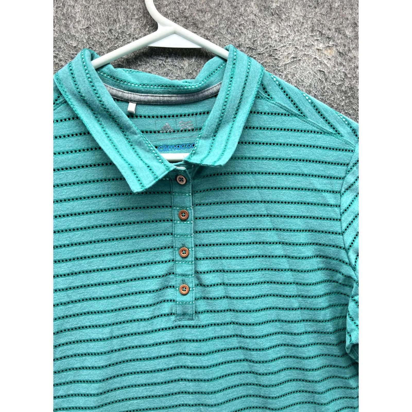 Adidas Adidas Climacool Polo Shirt Womens XL Green Stripe Short Sleeve Knit Golf Lightweight Moisture Wicking Breathable Regular Fit Climacool Logo New Size XL / US 12-14 / IT 48-50 - 7 Thumbnail