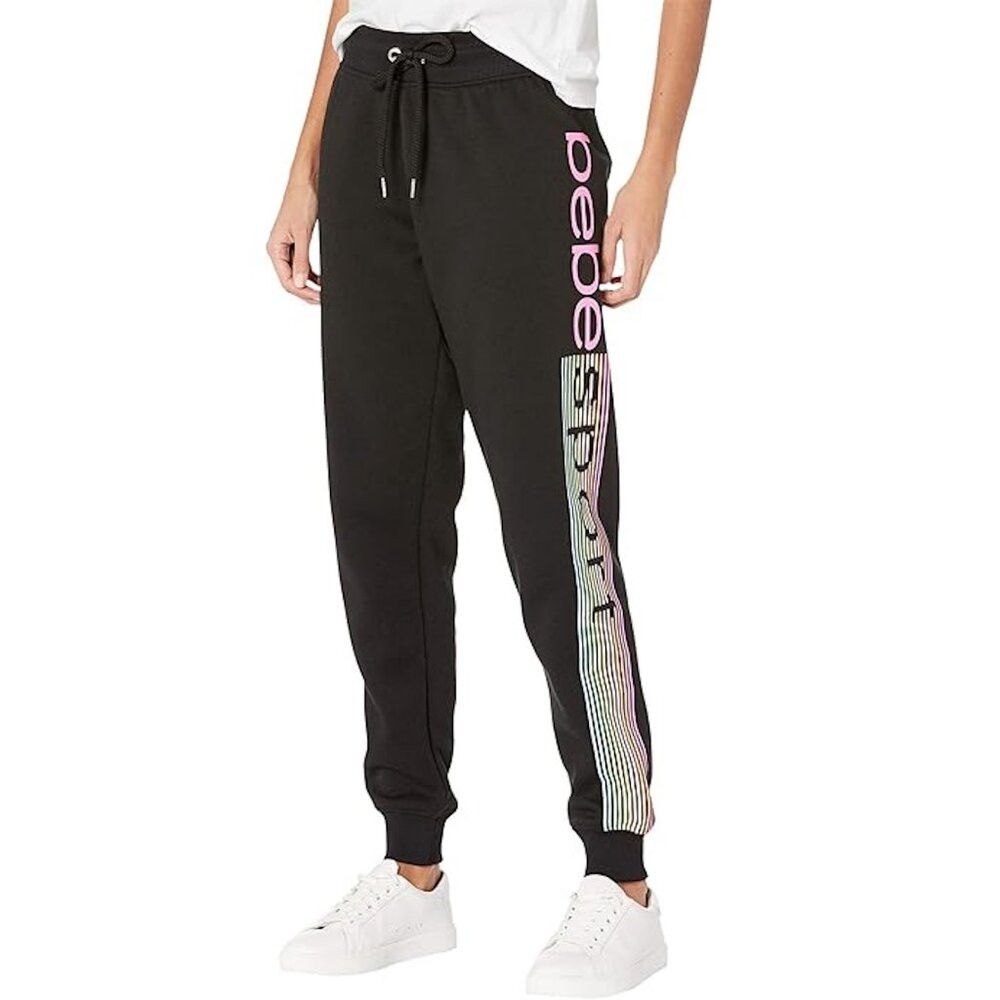 Bebe NWT New Bebe Sport Glitter Logo Stripe Black Jogger Size 1X Size 38" / US 16 / IT 52 - 1 Thumbnail