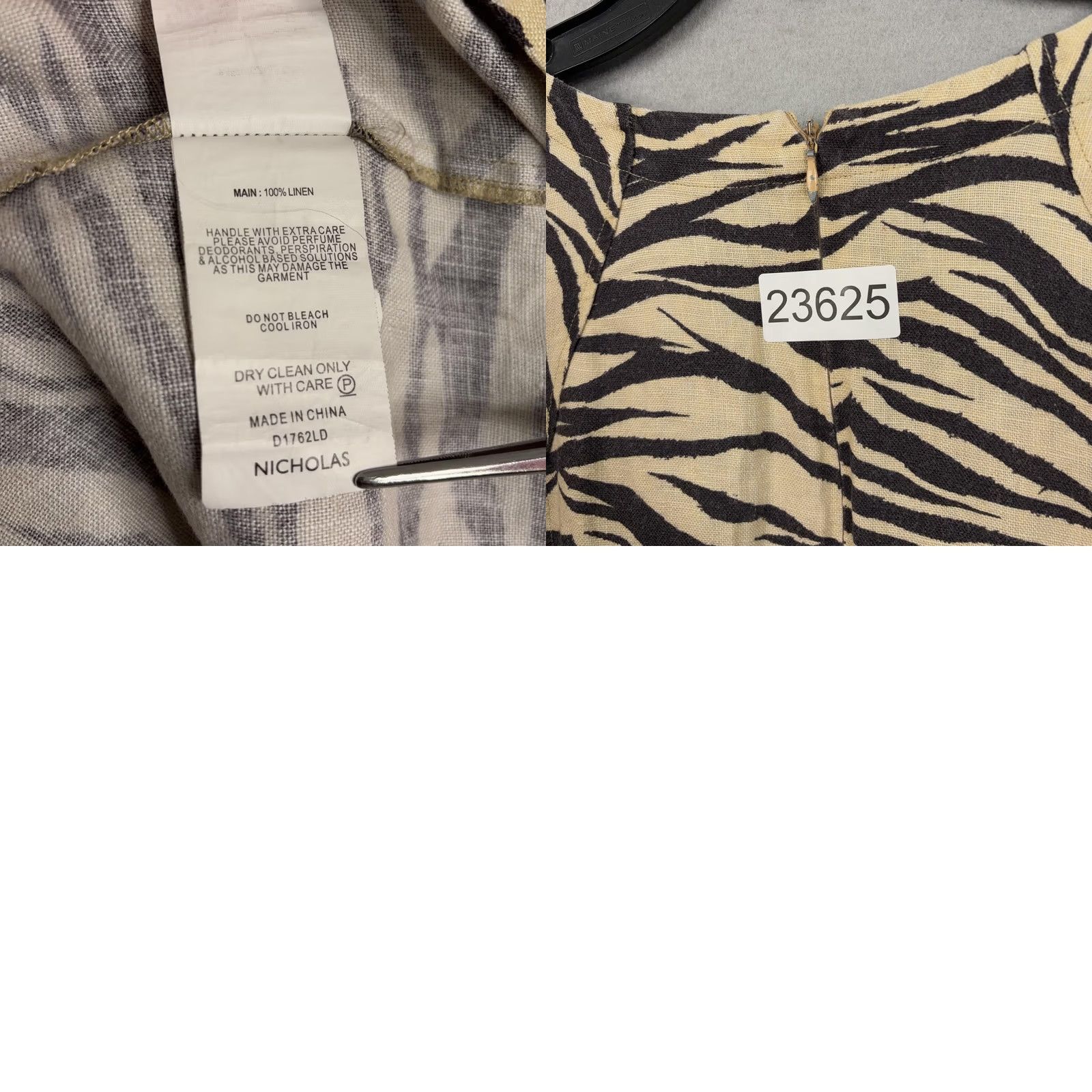 NICHOLAS VINTAGE Nicholas Dress Womens US 2 Beige Zebra Print Puff Sleeve Linen Mini Shift Shirt Girls Size XS / US 0-2 / IT 36-38 - 9 Thumbnail