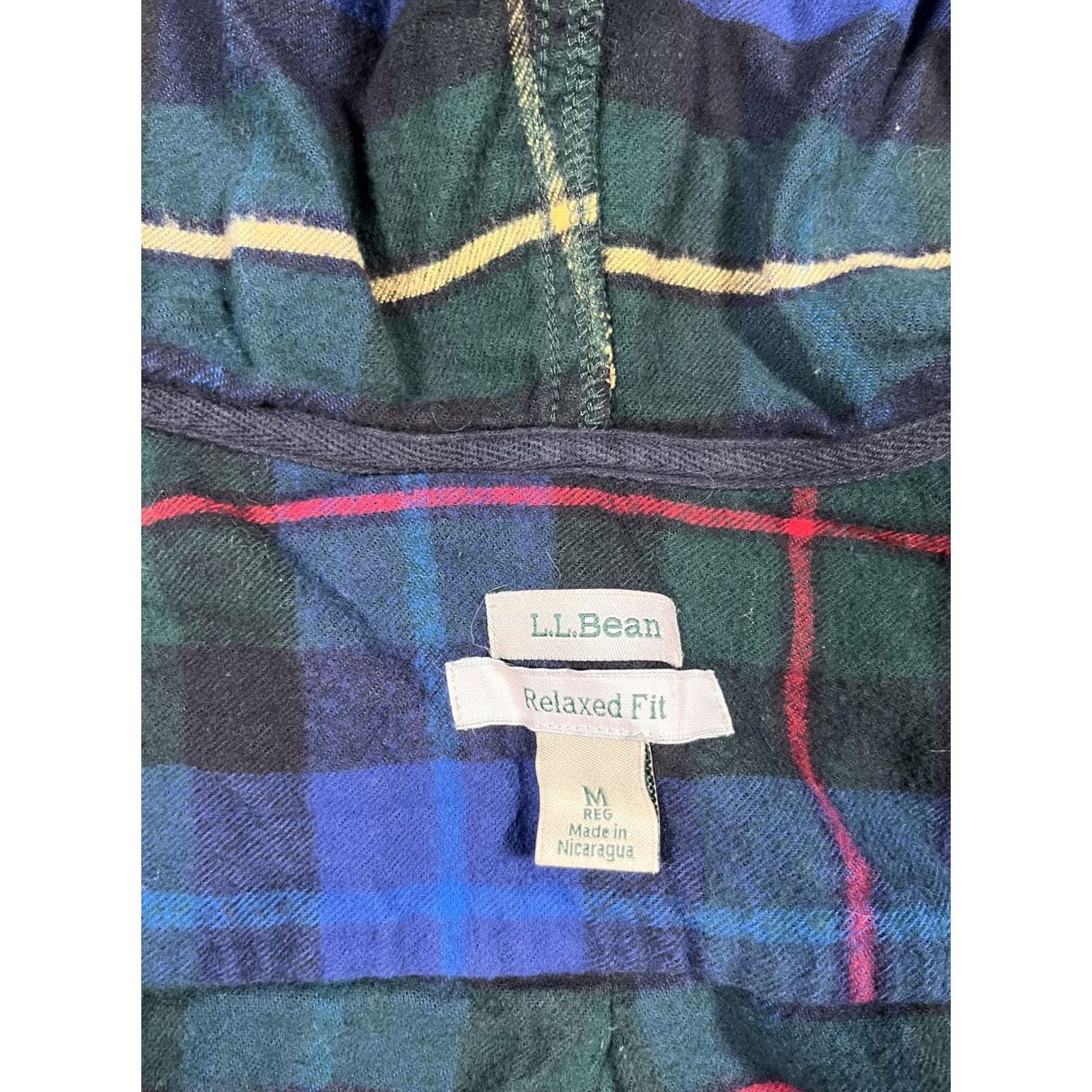 Vintage L.L.Bean Jacket Medium Blue Plaid Flannel Hooded Full Zip Relaxed Fit Shirt Jacket Fleece Pockets Women/Boys? Size US M / EU 48-50 / 2 - 3 Thumbnail