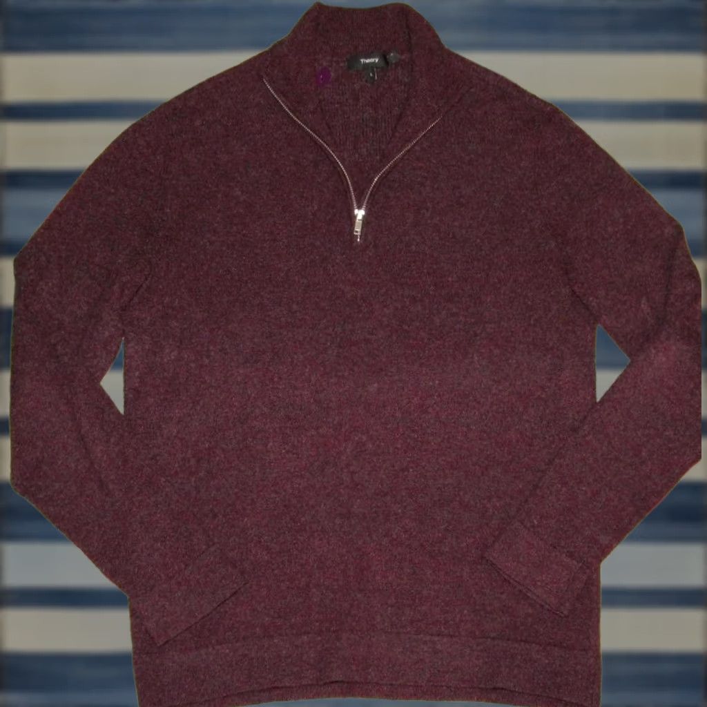 Theory THEORY Plum Cashmere Hilles Quarter Zip Sweater L Mens Size US L / EU 52-54 / 3 - 1 Thumbnail