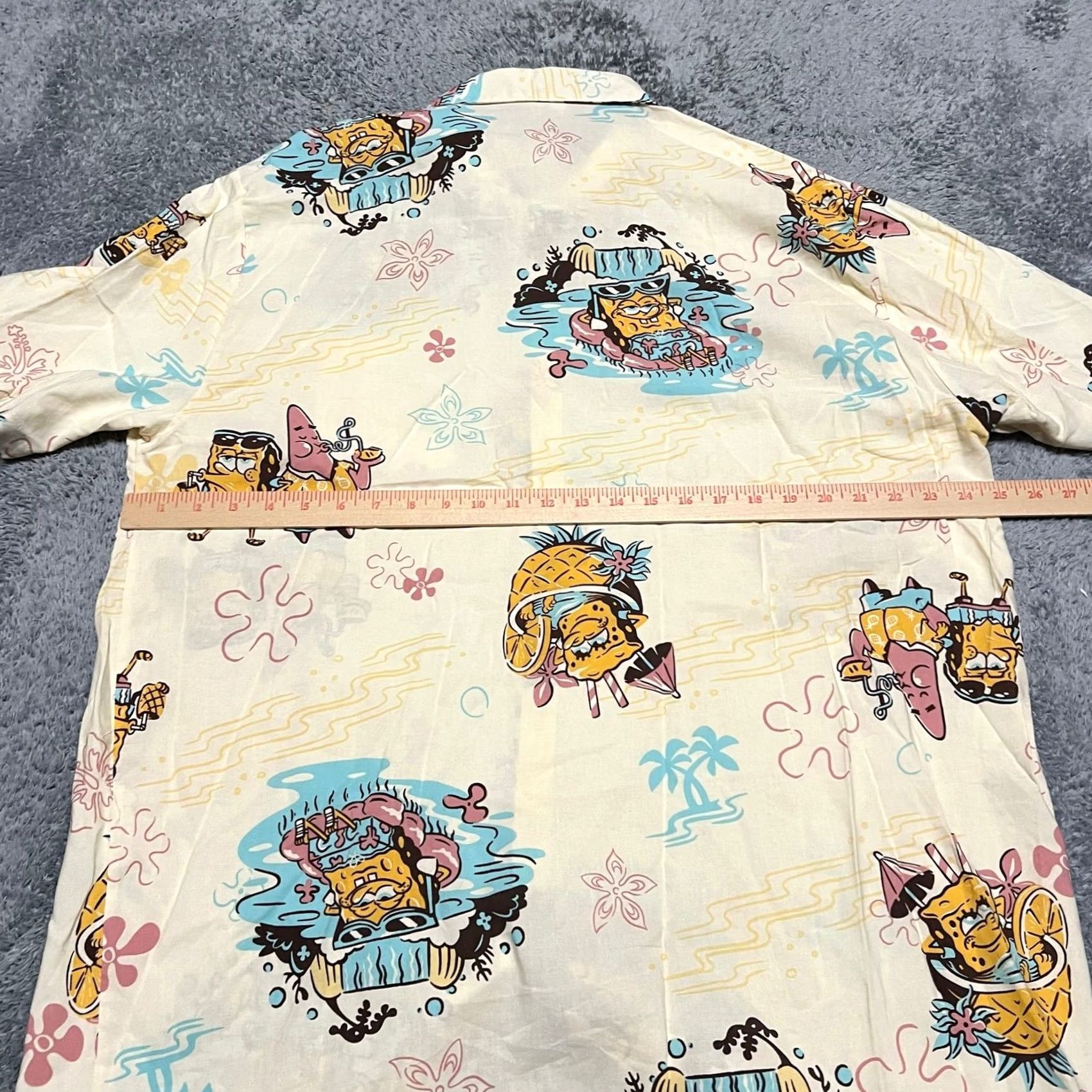 Nickelodeon Spongebob Squarepants Shirt Mens 2XL Cream Hawaiian Button Nickelodeon Size US XXL / EU 58 / 5 - 4 Thumbnail