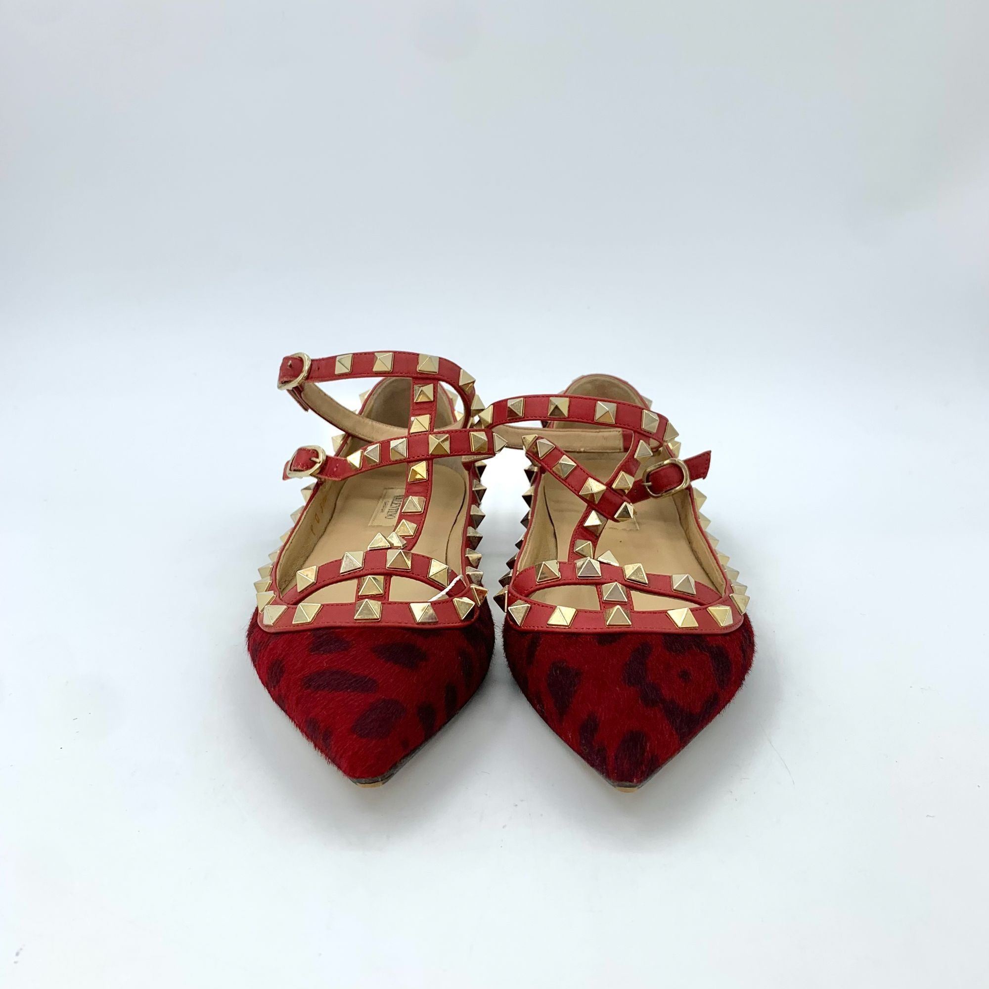 Valentino Valentino Garavani Red Leopard Studded Pointed Toe Mary Jane Size US 7 / IT 37 - 4 Thumbnail