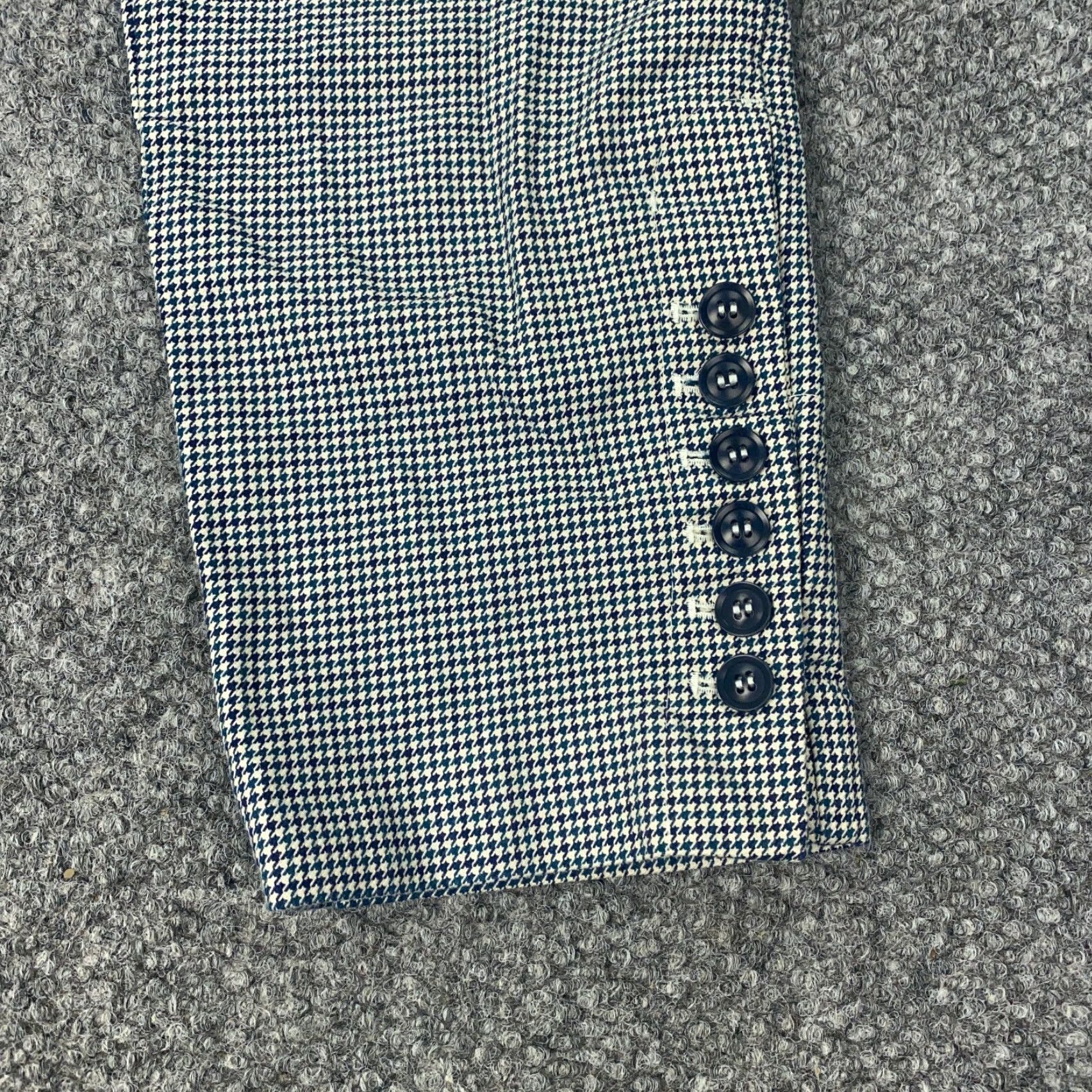 Talbots Talbots Chatham Pants Women Size 8 Blue/White Houndstooth Stretch Flat Front Straight Leg Dress Pants Womens Size 31" - 4 Thumbnail