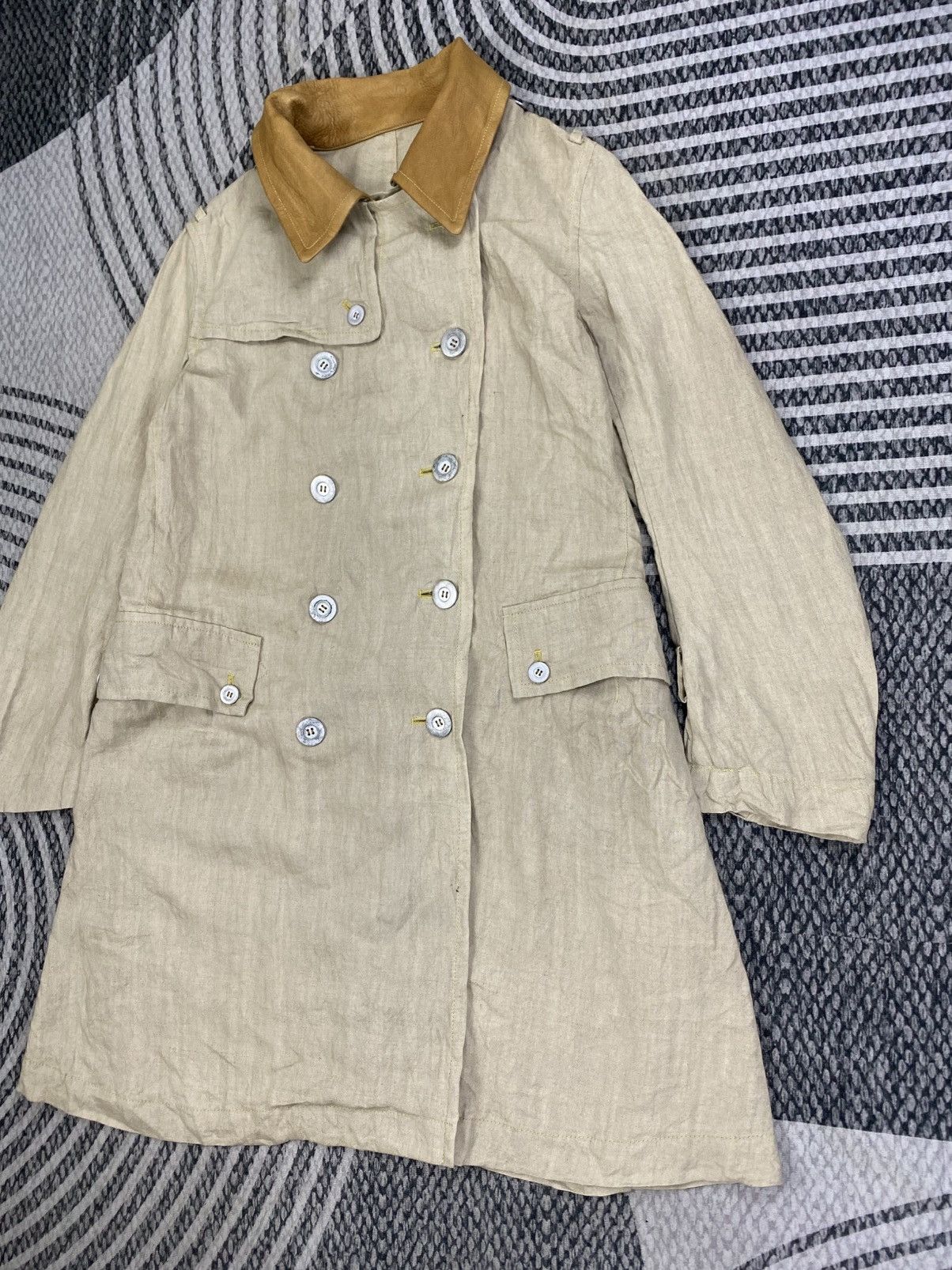 Japanese Brand Vintage Robes & Confections Leather Collar Long Jacket Size US M / EU 48-50 / 2 - 4 Thumbnail