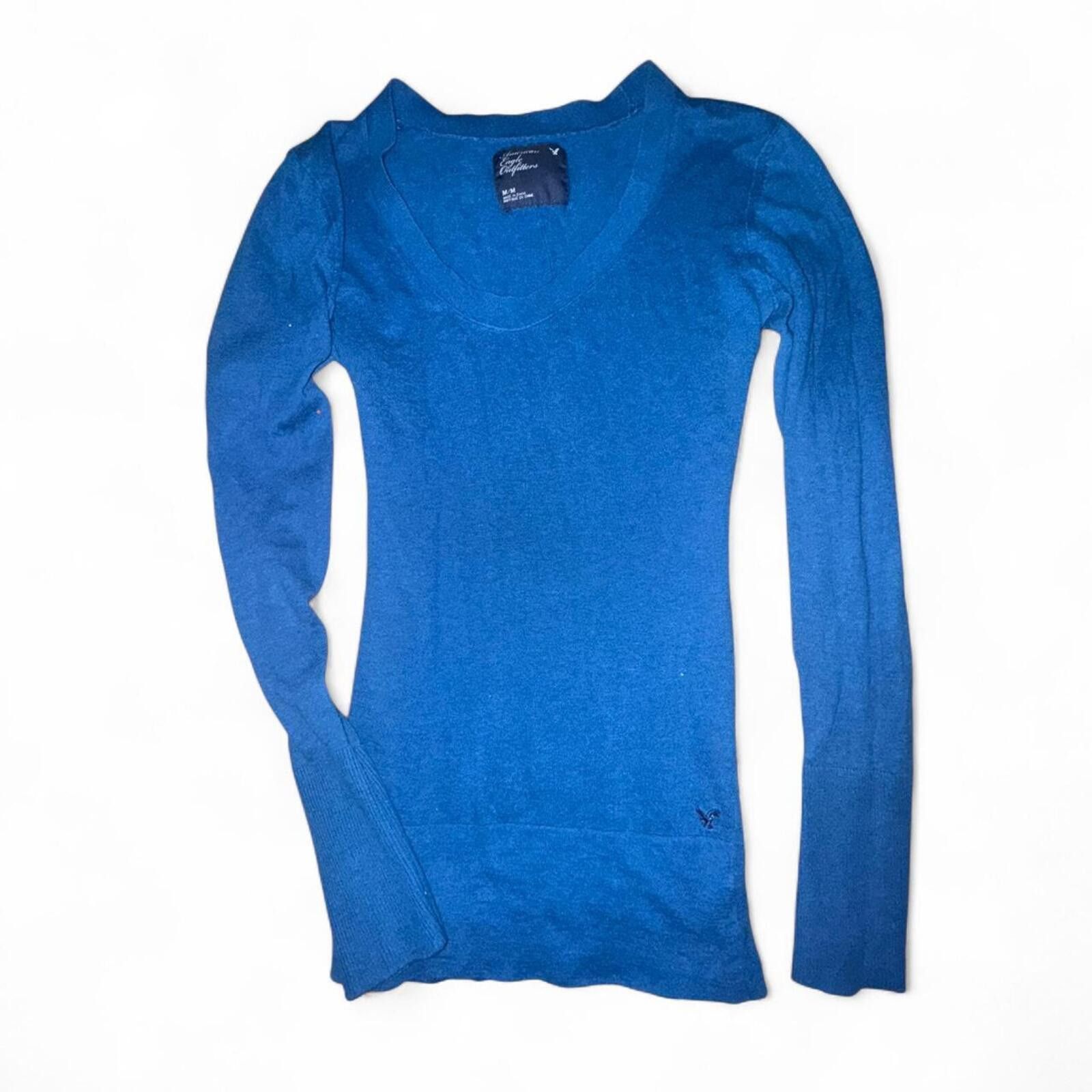 American Eagle Outfitters American Eagle Outfitters Blue V-Neck Sweater Size M / US 6-8 / IT 42-44 - 4 Thumbnail