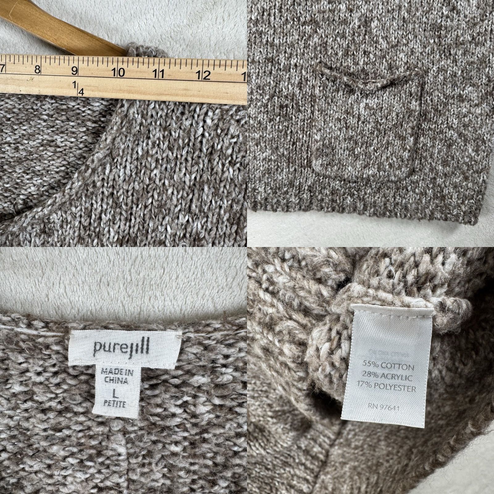 J. Jill J. Jill Pure Jill Marled Chunky Knit Pullover Gray Pocket Sweater L Women Size L / US 10 / IT 46 - 9 Thumbnail