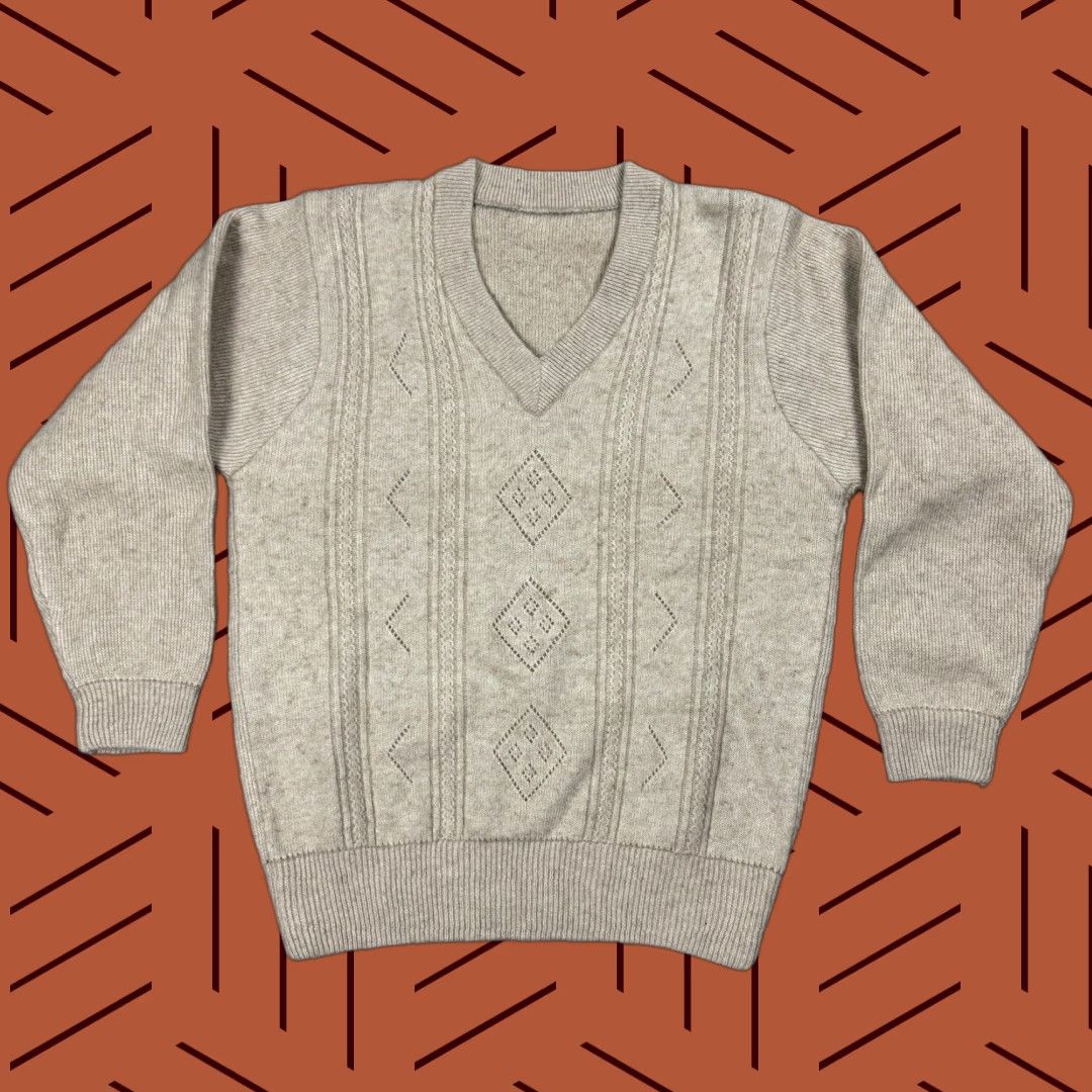 Vintage VINTAGE Preppy Argyle Knit V-Neck Pullover Sweater Mens Large Beige Soft 100% Lambswool Size US L / EU 52-54 / 3 - 1 Thumbnail