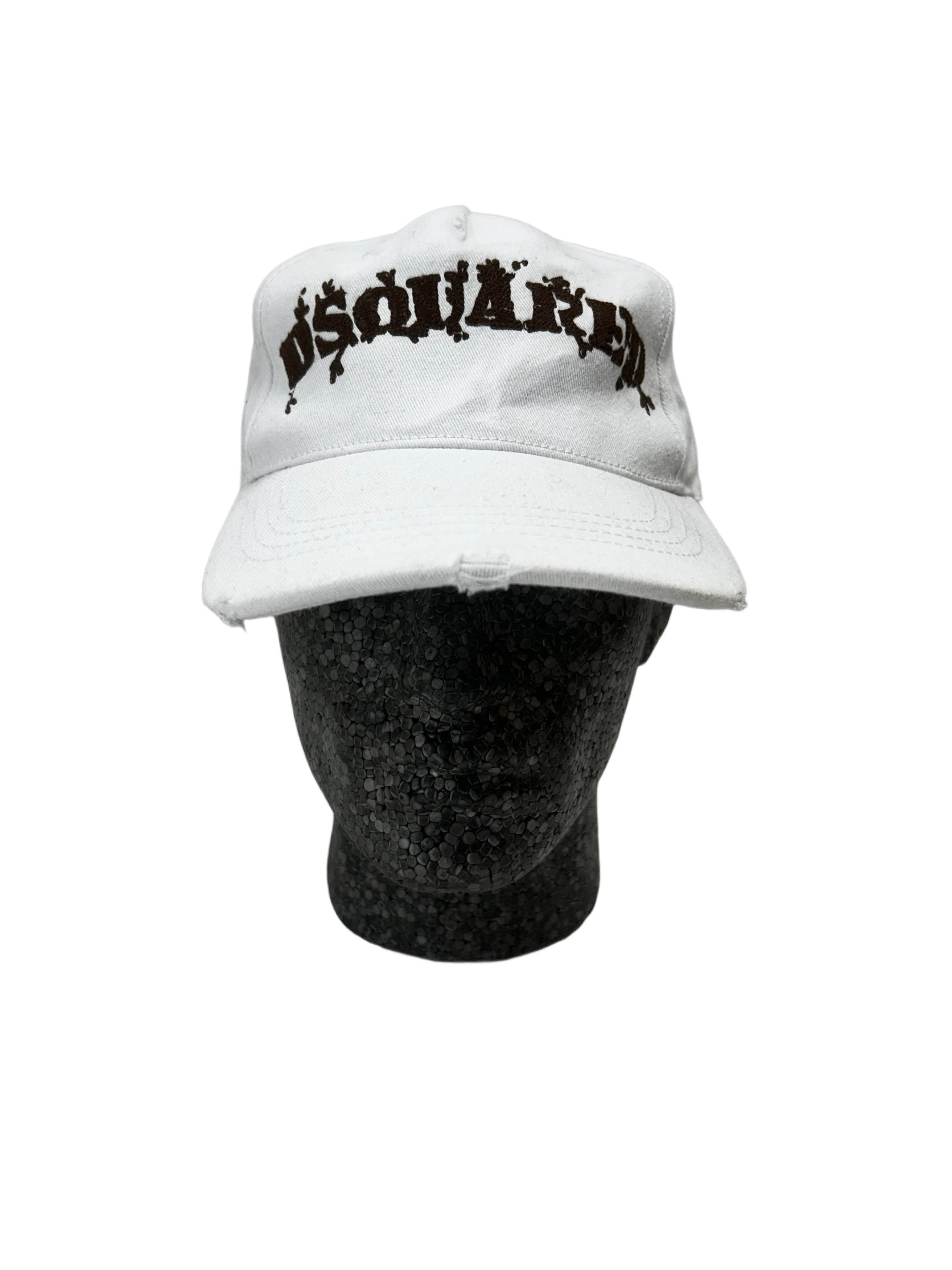 Dsquared2 DSQ2 White Distressed Basball Cap With Seasonal Logo Size ONE SIZE - 1 Thumbnail