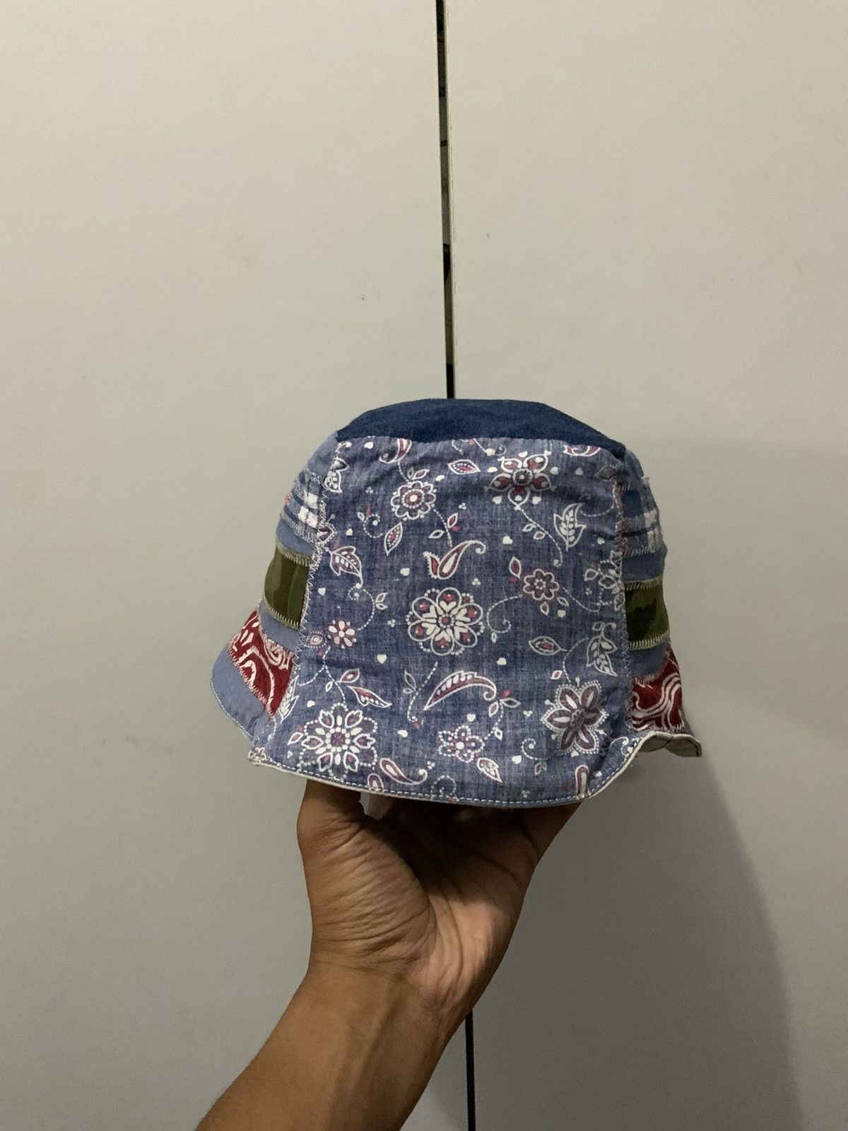 If Six Was Nine Waffle Handmade Boro Sashiko Patchwork Hat Size ONE SIZE - 3 Thumbnail