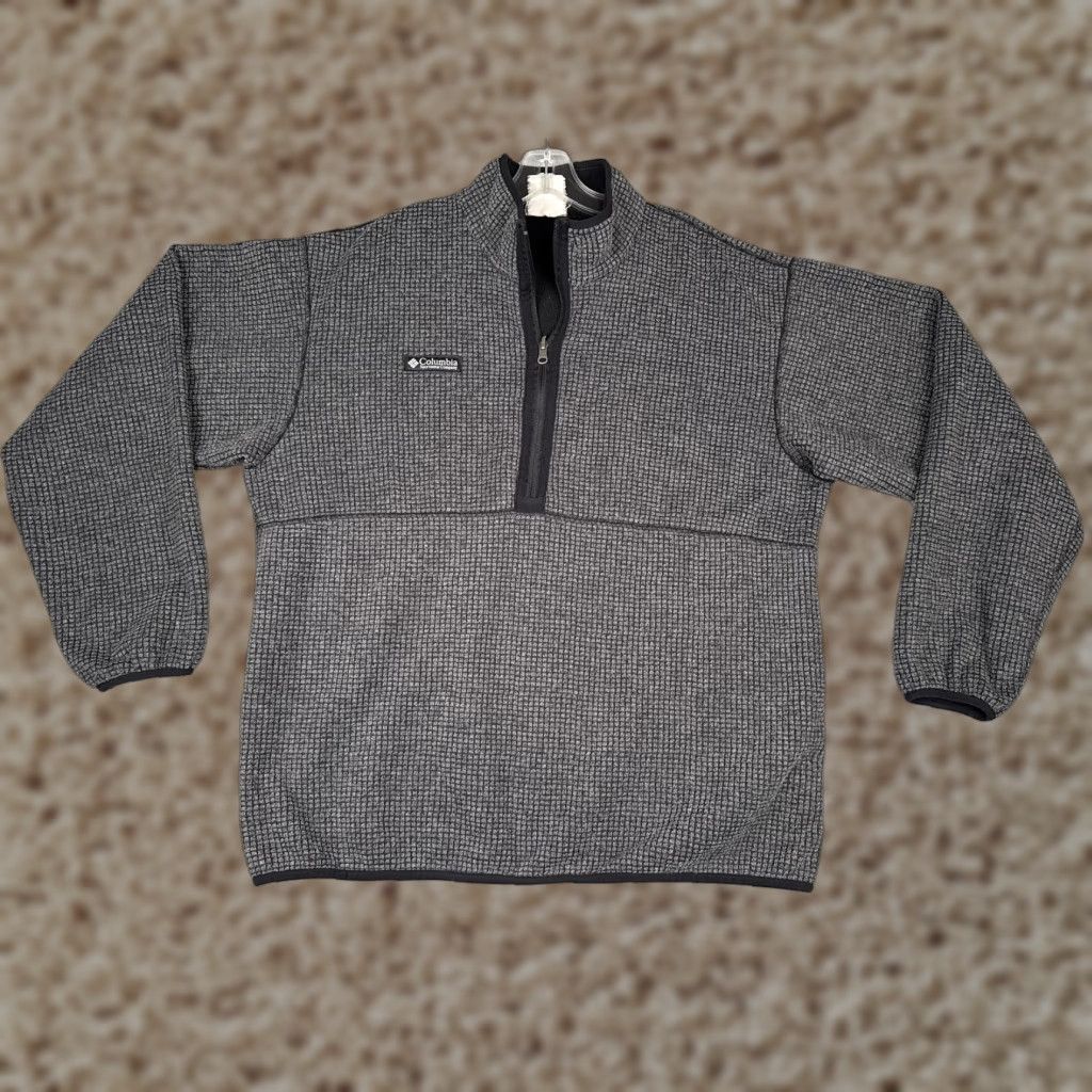 Columbia Jacket XL Gray Fleece 1/4 Zip Pullover Outdoor Hiking Geometric Windbreaker Logo Mens