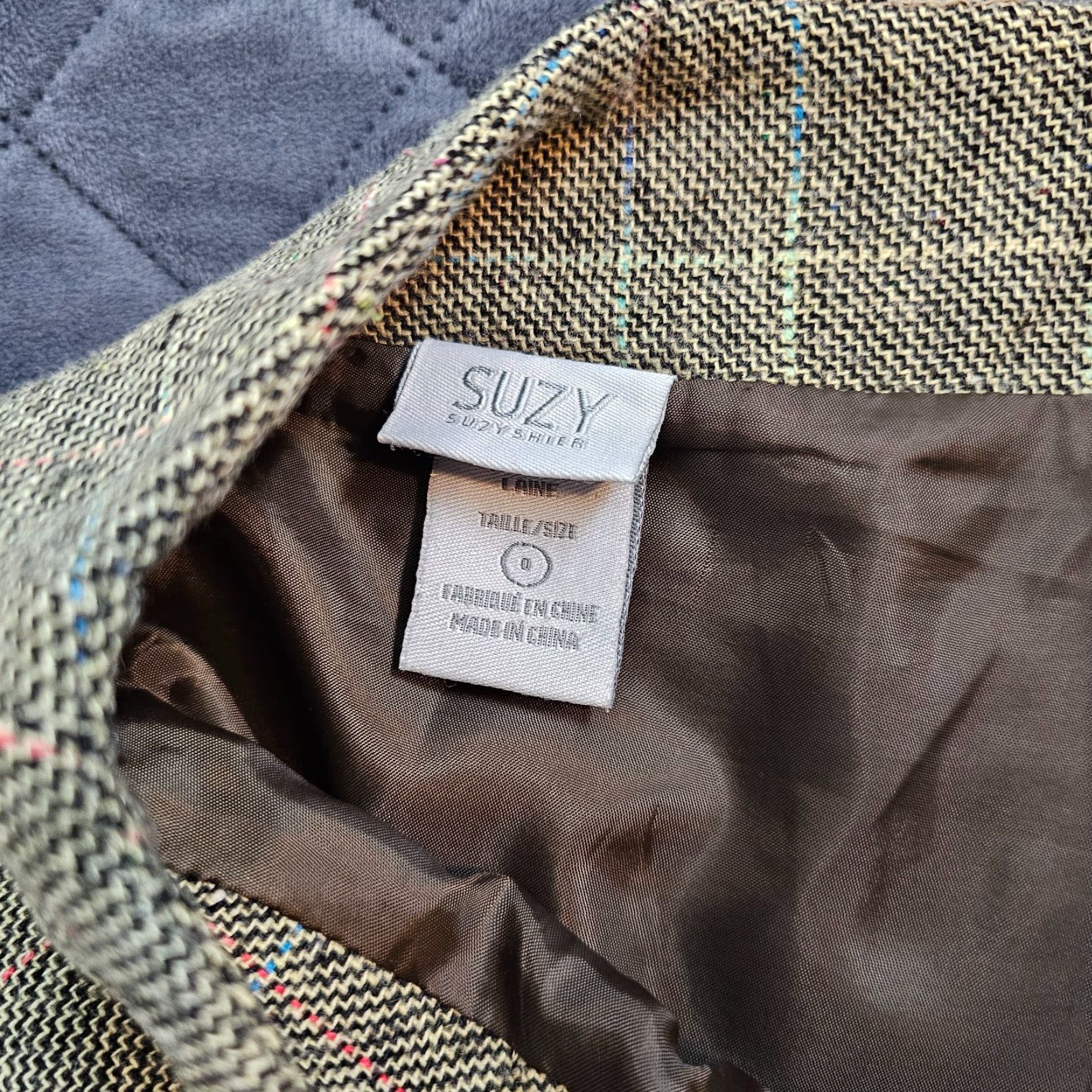 Vintage VINTAGE Suzy Shier Wool Skirt Green Diamond Pattern A-Line Lined Zipper Knee Length 0 Womens Size 25" / US 0 / IT 36 - 2 Thumbnail