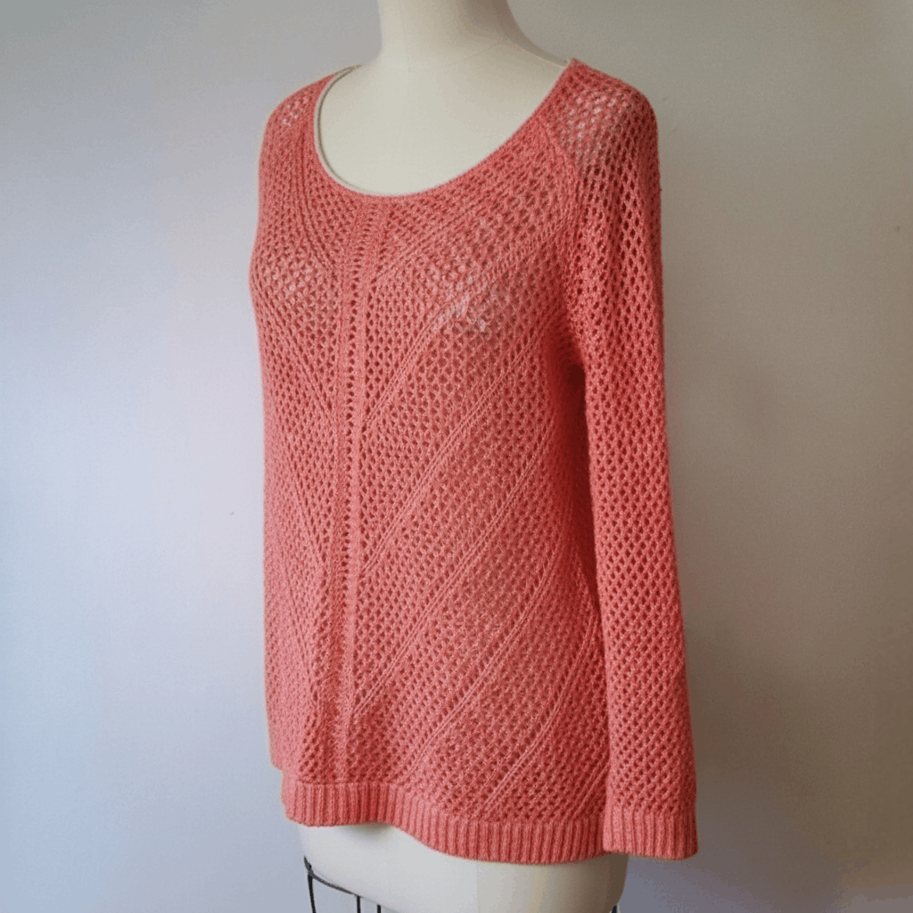 Other JohnPaulRichard Size L Sweater Crochet Pink Coral Loose knit Size L / US 10 / IT 46 - 2 Thumbnail