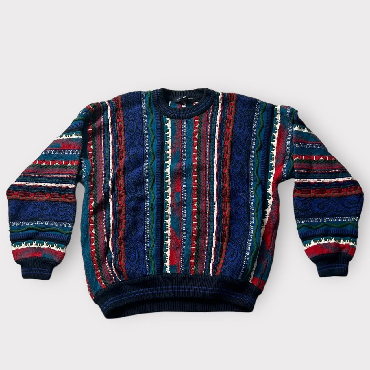 Cotton Traders Vintage blue red coogi style grandpa sweater Grailed