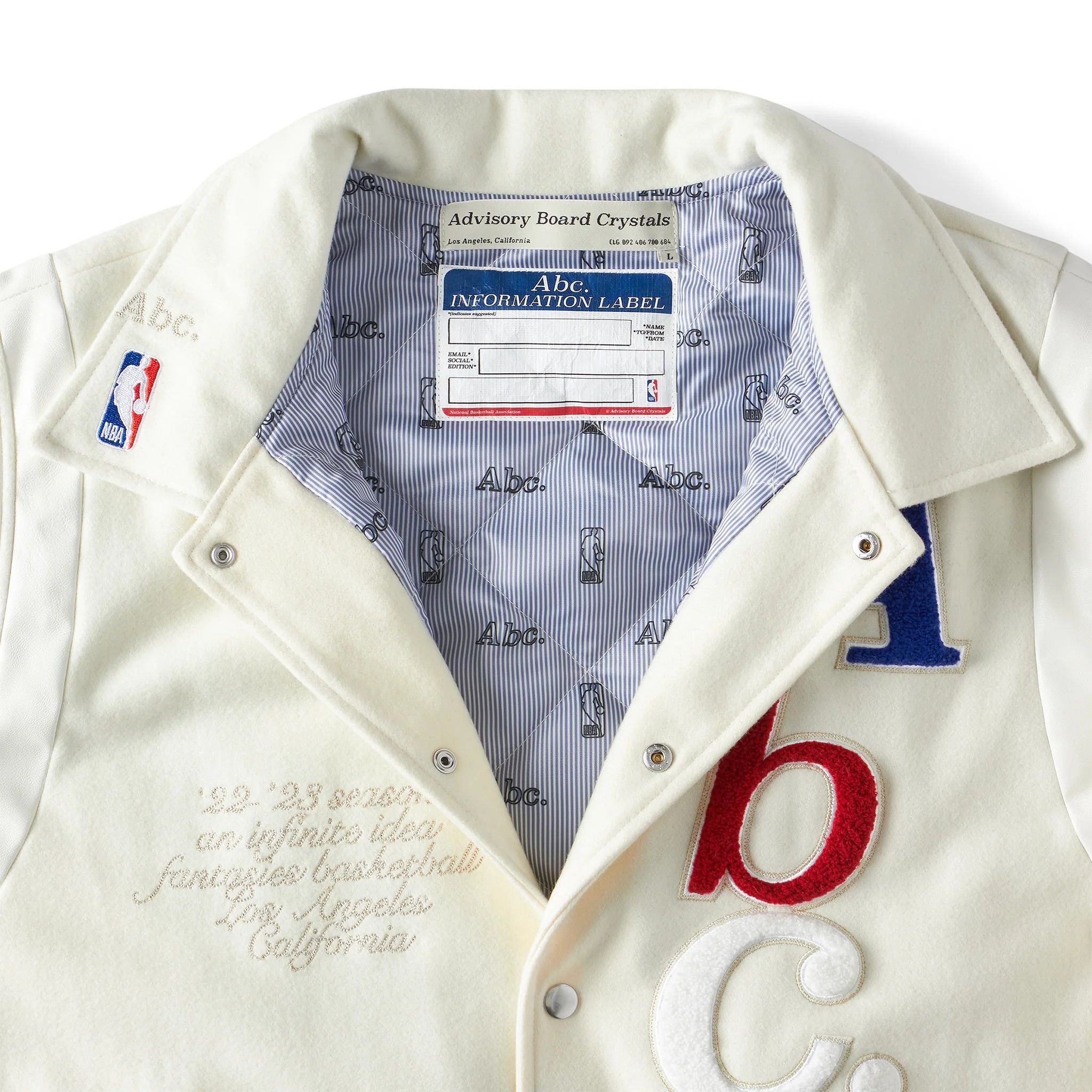 Advisory Board Crystals × NBA Abc. NBA Team Varsity Jacket (White) Size US S / EU 44-46 / 1 - 3 Thumbnail