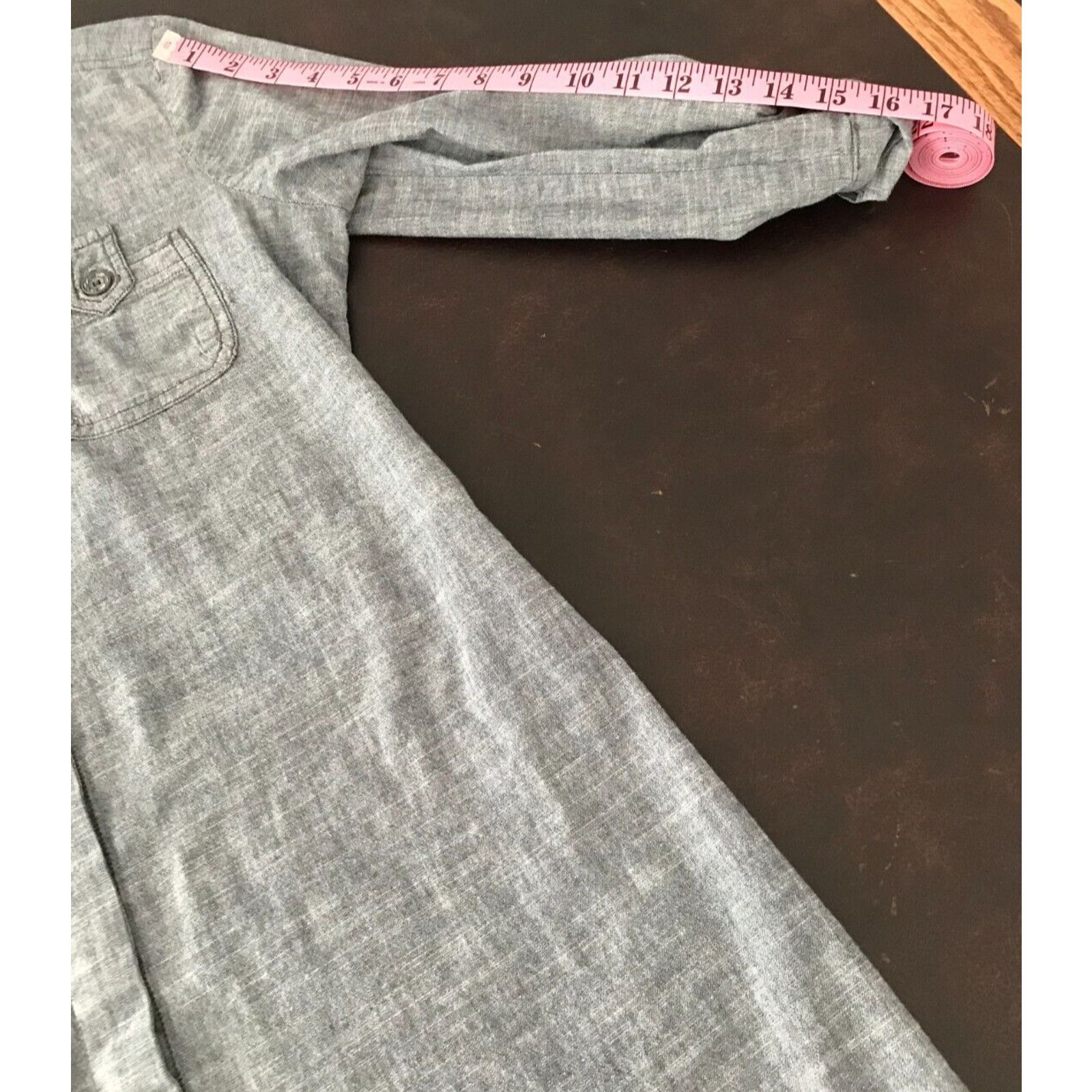Anthropologie Anthropologie FEI Heather Blue Roll-Tab Chambray Shirt Dress Size S / US 4 / IT 40 - 11 Thumbnail