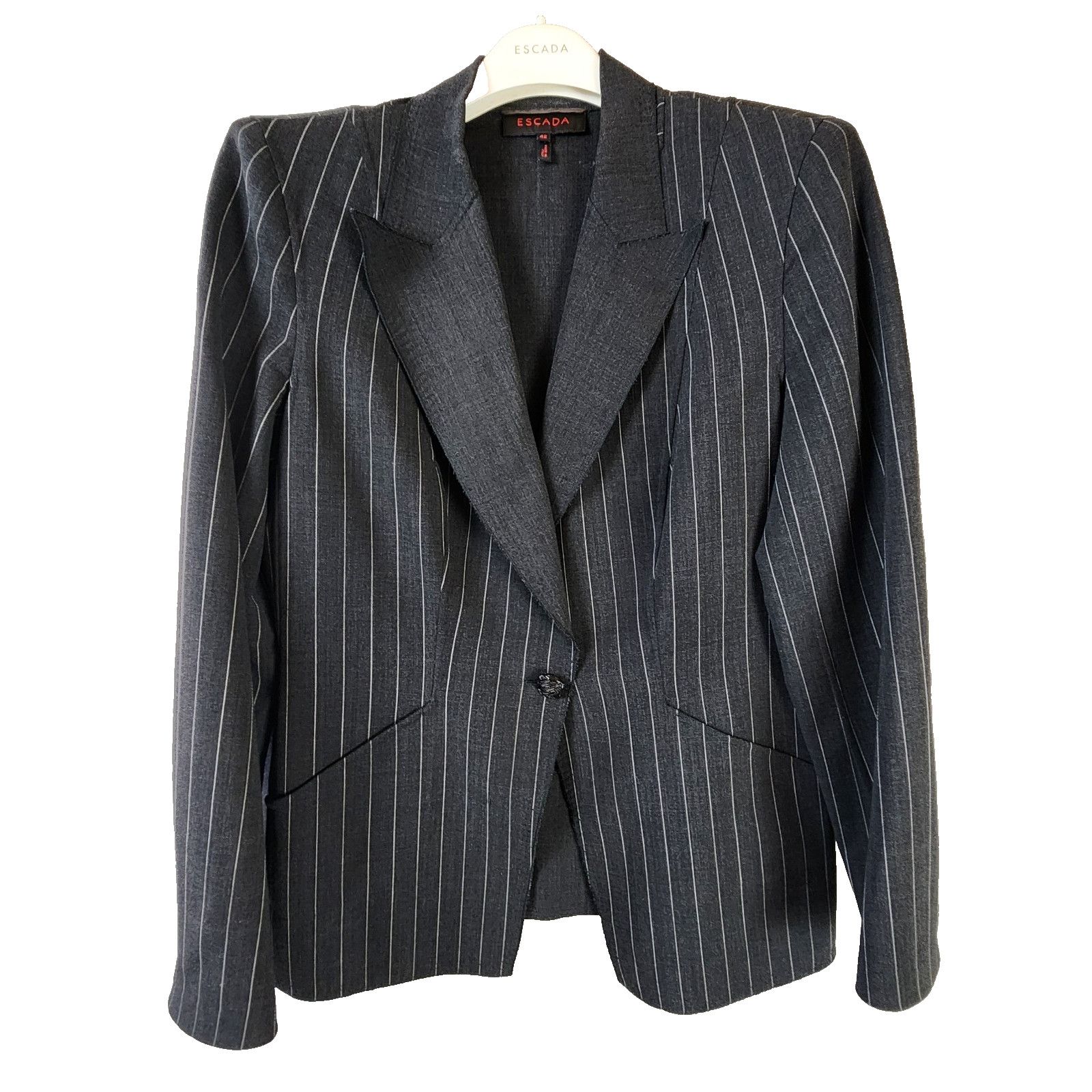 Escada Escada Pinstripe Pant Suit Blazer+Trousers Women Sz 12 Wool Size XL / US 12-14 / IT 48-50 - 2 Thumbnail