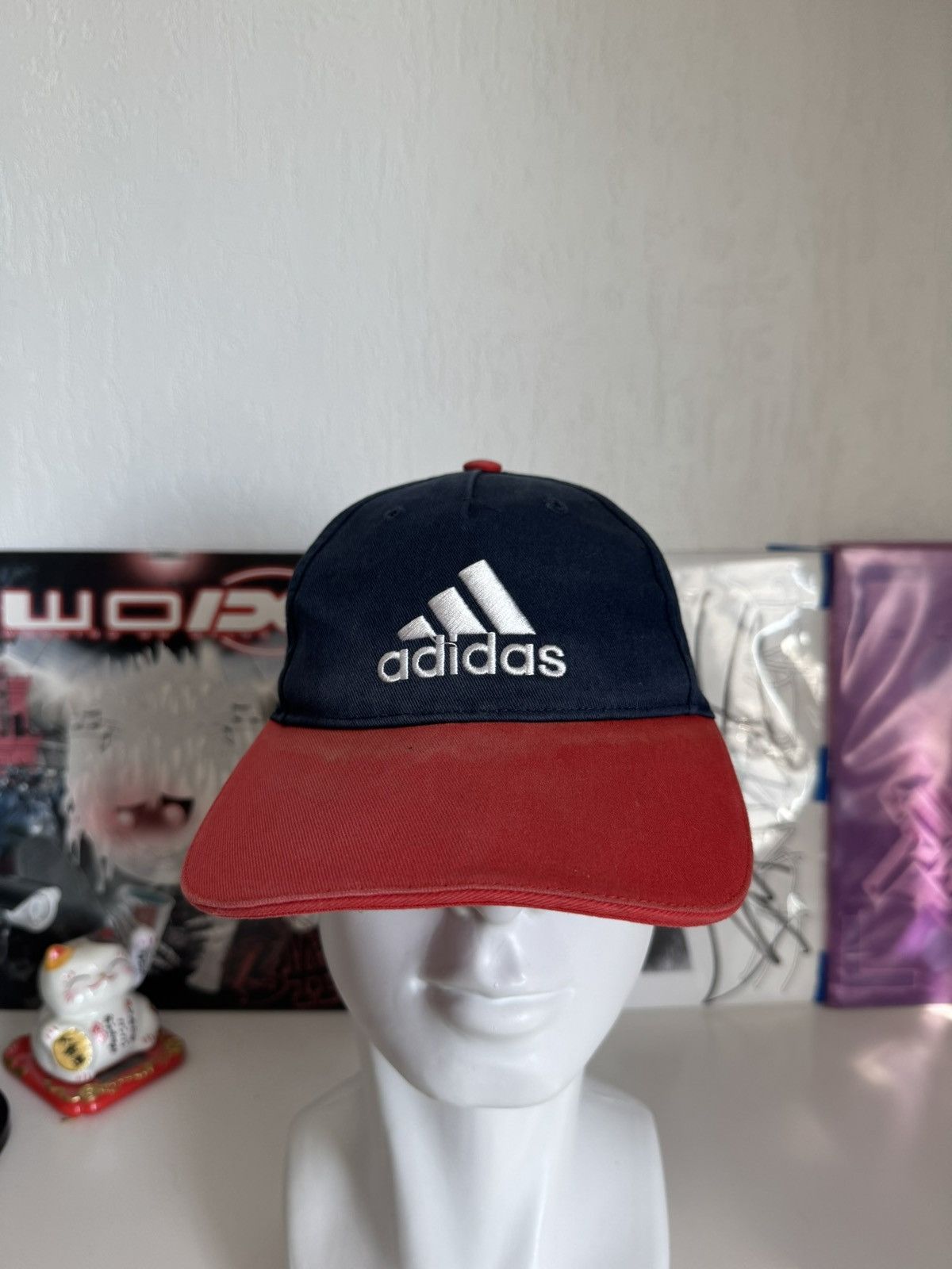 Adidas Vintage Adidas Navy Red Logo Strapback Cap Size ONE SIZE - 7 Thumbnail