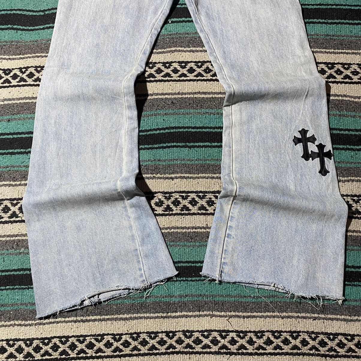 If Six Was Nine FREE TAX! Unknown Chrome Hearts Style Cross Parchwork Flared Size US 29 - 7 Thumbnail