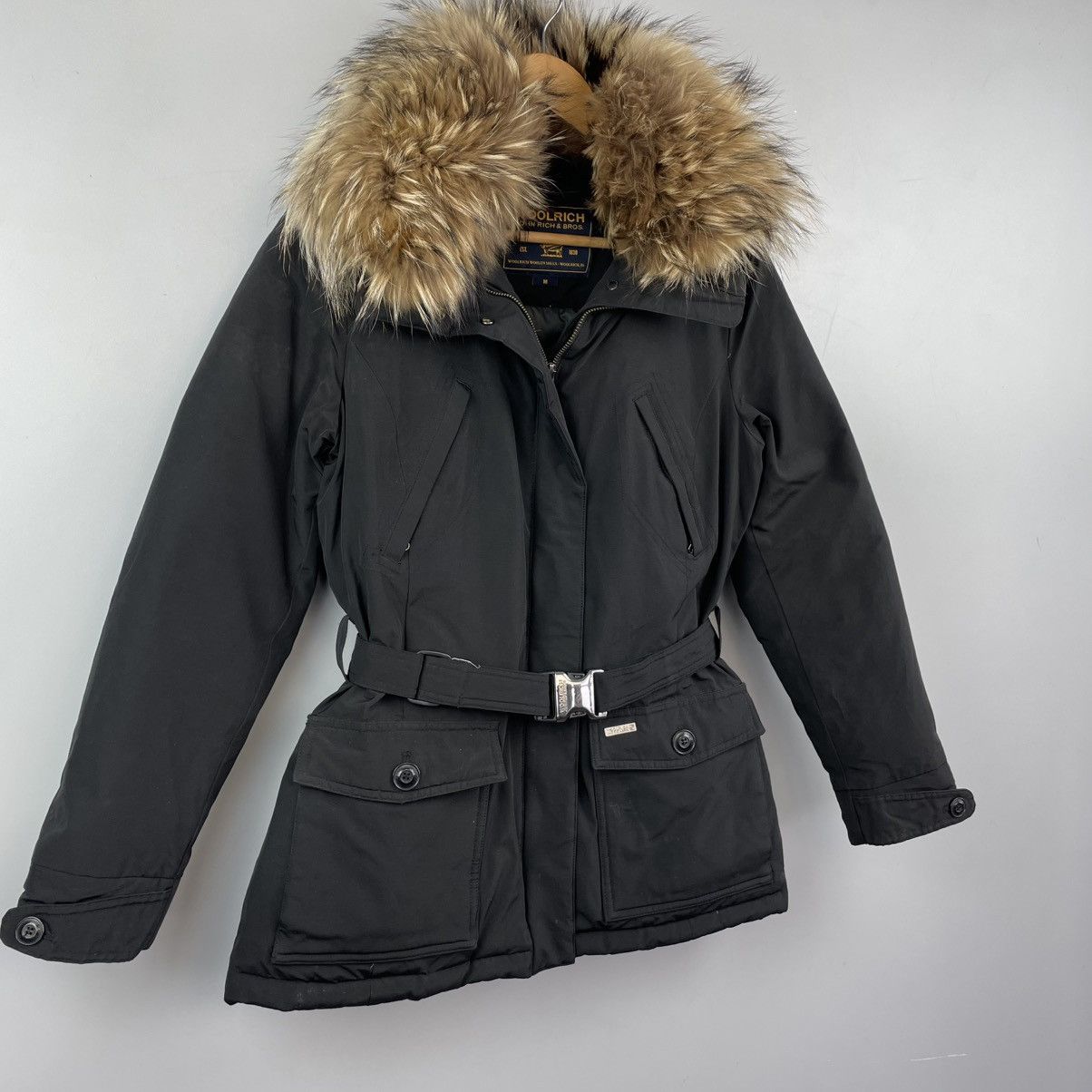 Woolrich Woolen Mills Woolrich Women’s Arctic Parka with Real Fur Trim & Belt Size M / US 6-8 / IT 42-44 - 3 Thumbnail