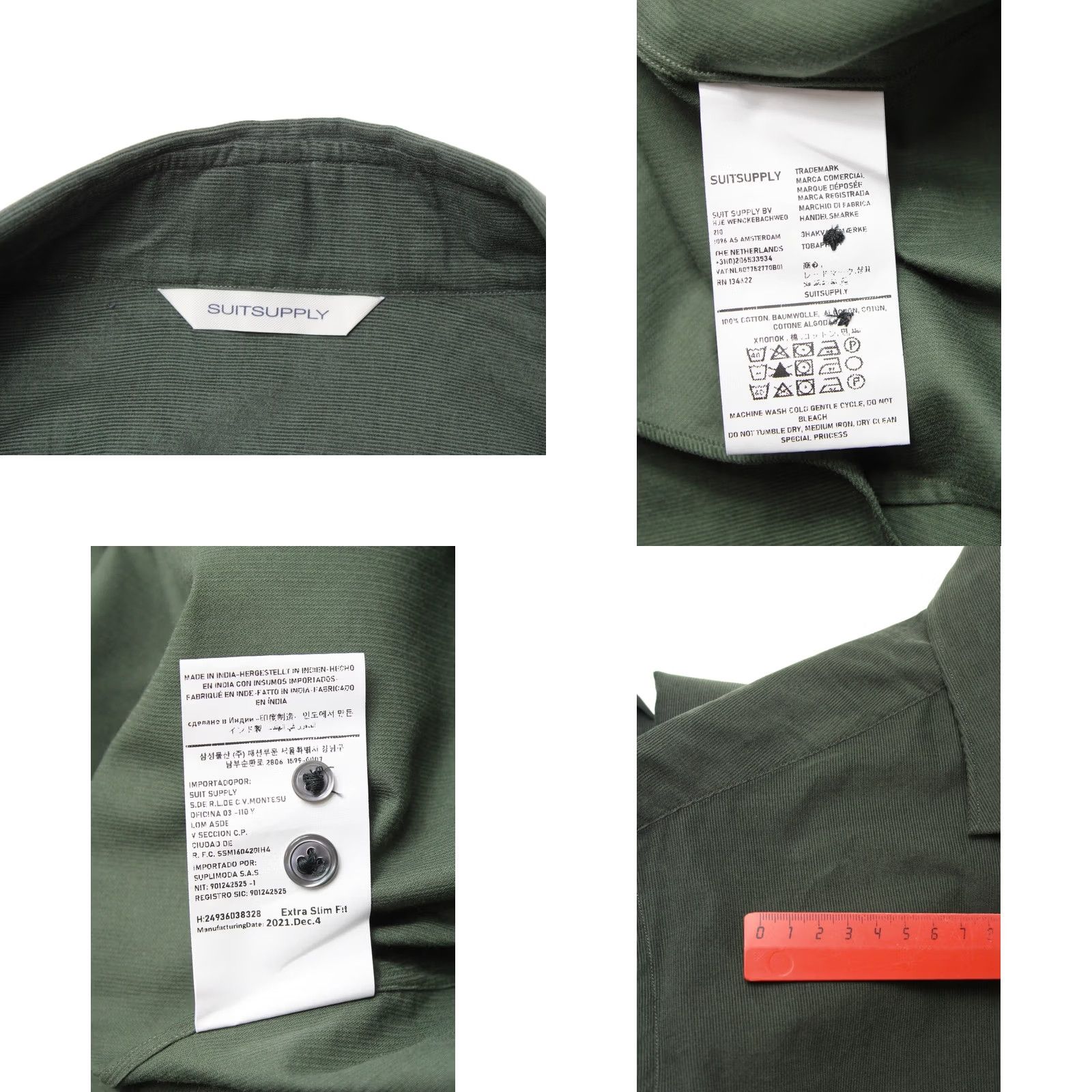 Suitsupply Suitsupply Shirt Men's XL Extra Slim Fit Cutaway Collar Green Button Up Size US XL / EU 56 / 4 - 8 Thumbnail