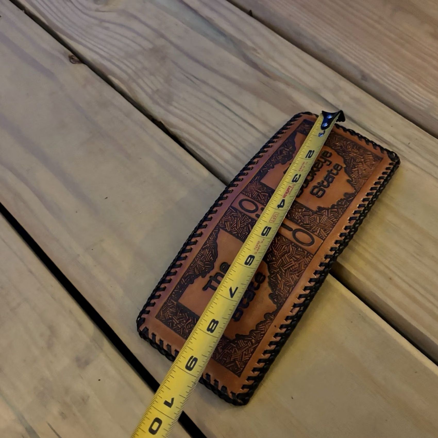 Vintage VINTAGE Ohio State Buckeyes Leather Wallet Handmade The Buckeye State Whipstitch Bi Fold Wallet Mens Brown Buckeyes Sports OSU Ohio State Buckeyes Size ONE SIZE - 5 Thumbnail