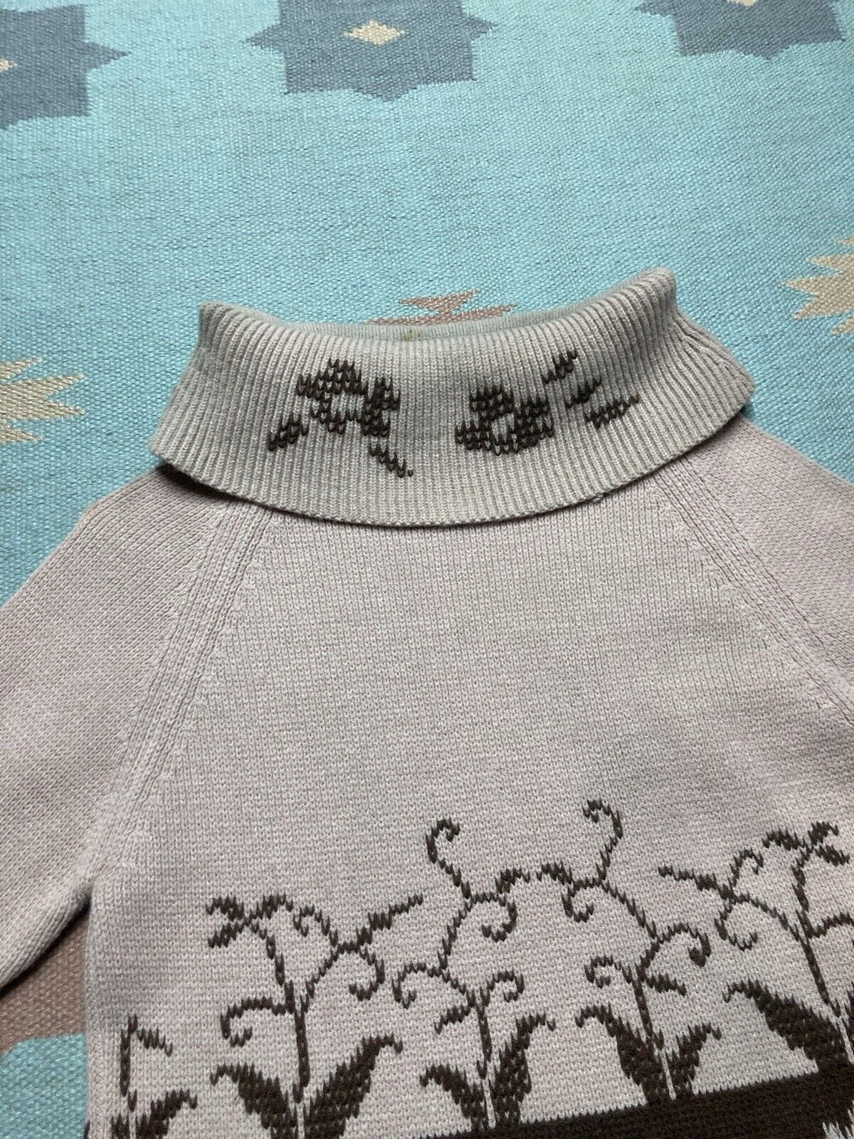 Vintage VTG knit sweater flowers floral Jane hunter wide collar M Size M / US 6-8 / IT 42-44 - 4 Thumbnail