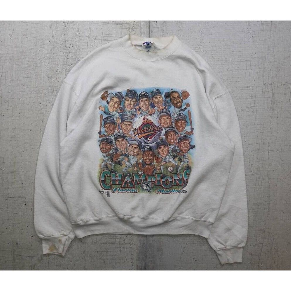 Vintage Vtg 1997 Florida Marlins Miami Champions Cartoon Sweatshirt Size US XL / EU 56 / 4 - 3 Thumbnail