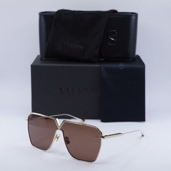 Valentino Valentino V-GOLDSHIELD VLS-137B Sunglasses Light Gold Shield Size ONE SIZE - 10 Thumbnail