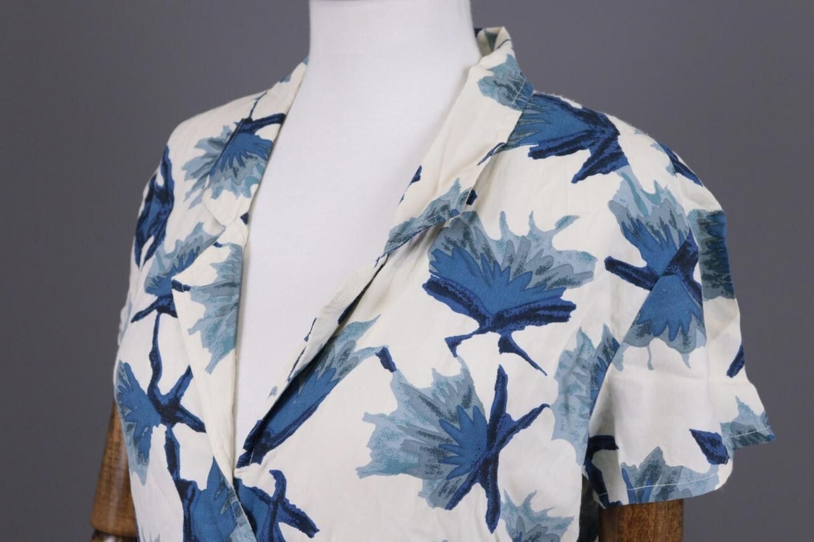 Gianni Valentino Ganni White Floral Short Sleeve V-Neck Peged Dress Size S Size S / US 4 / IT 40 - 6 Thumbnail