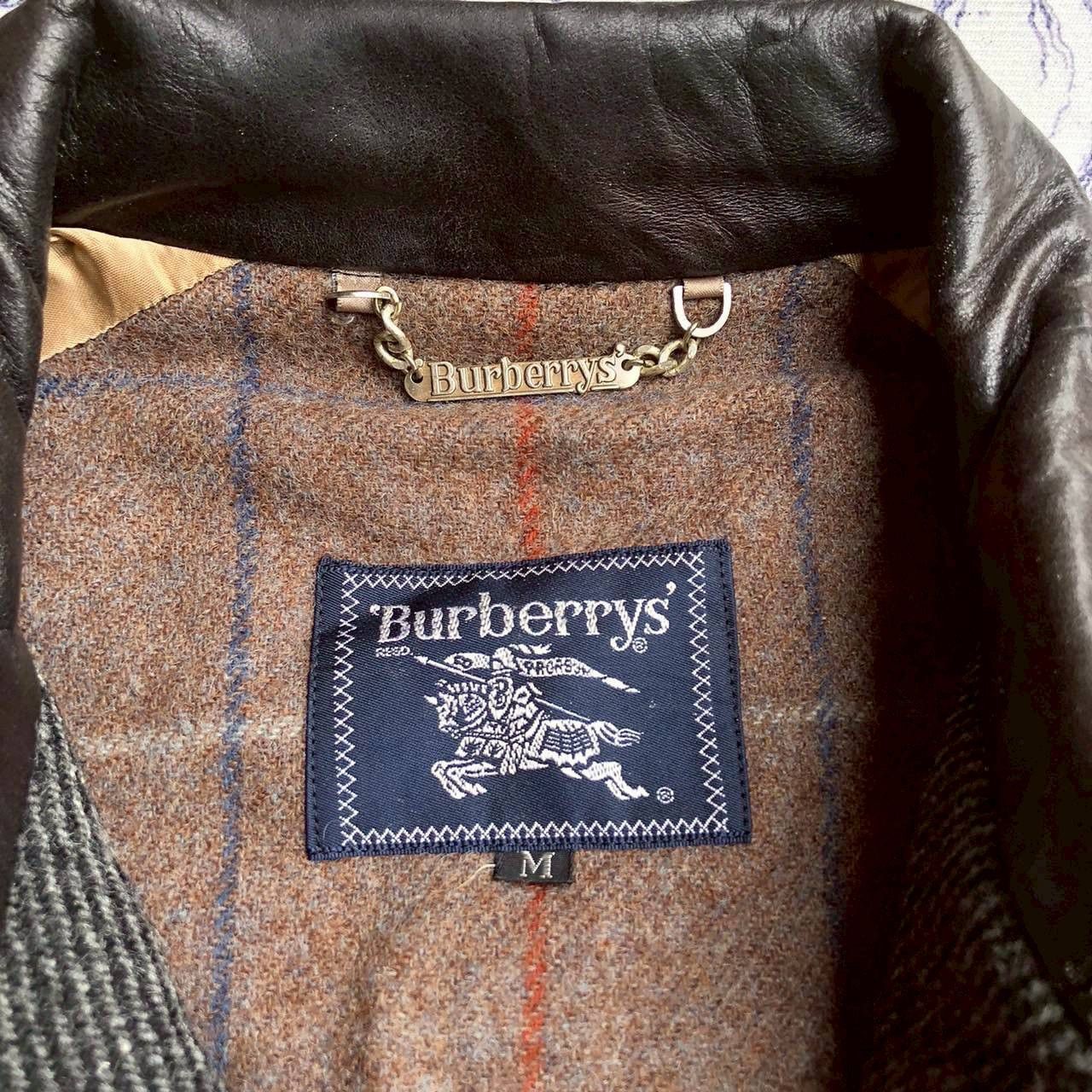 Burberry Vintage 90s Burberrys Wool Jacket Leather Collar Size US M / EU 48-50 / 2 - 9 Thumbnail