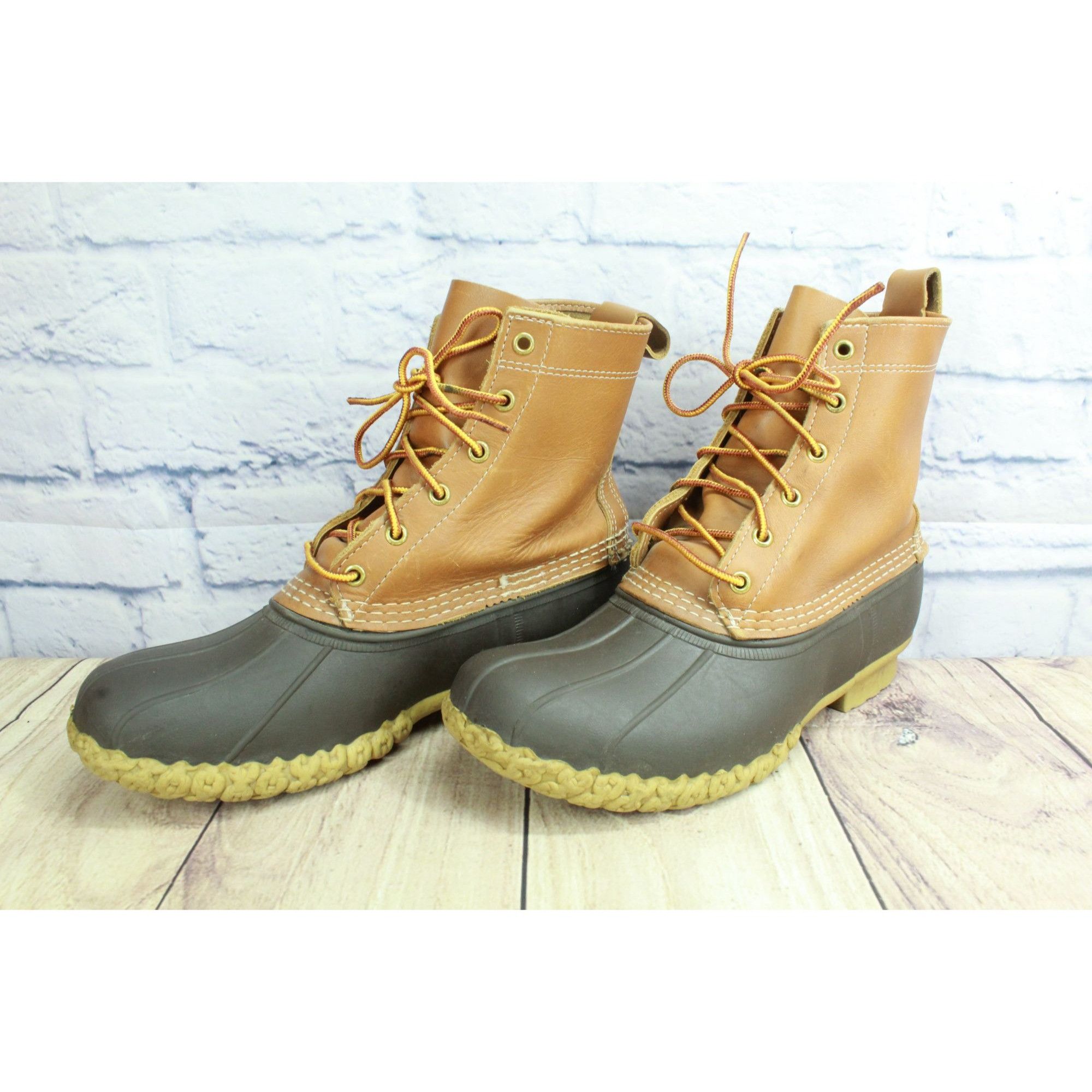L.L. Bean × Leather LL Bean Women's Brown Leather 8" Unlined Ankle Duck Boots Size US 10 / IT 40 - 2 Thumbnail