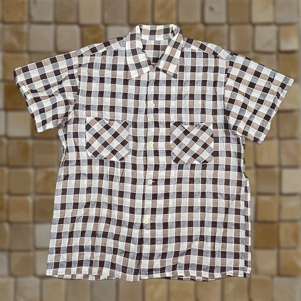 Vintage Vintage 80s Woven Check Plaid Pocket Size L Western Button Up Collared Shirt Size US L / EU 52-54 / 3 - 1 Thumbnail
