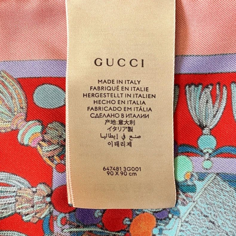 Gucci Gucci Color-matched tassel chain printed mulberry silk squ Size ONE SIZE - 7 Thumbnail
