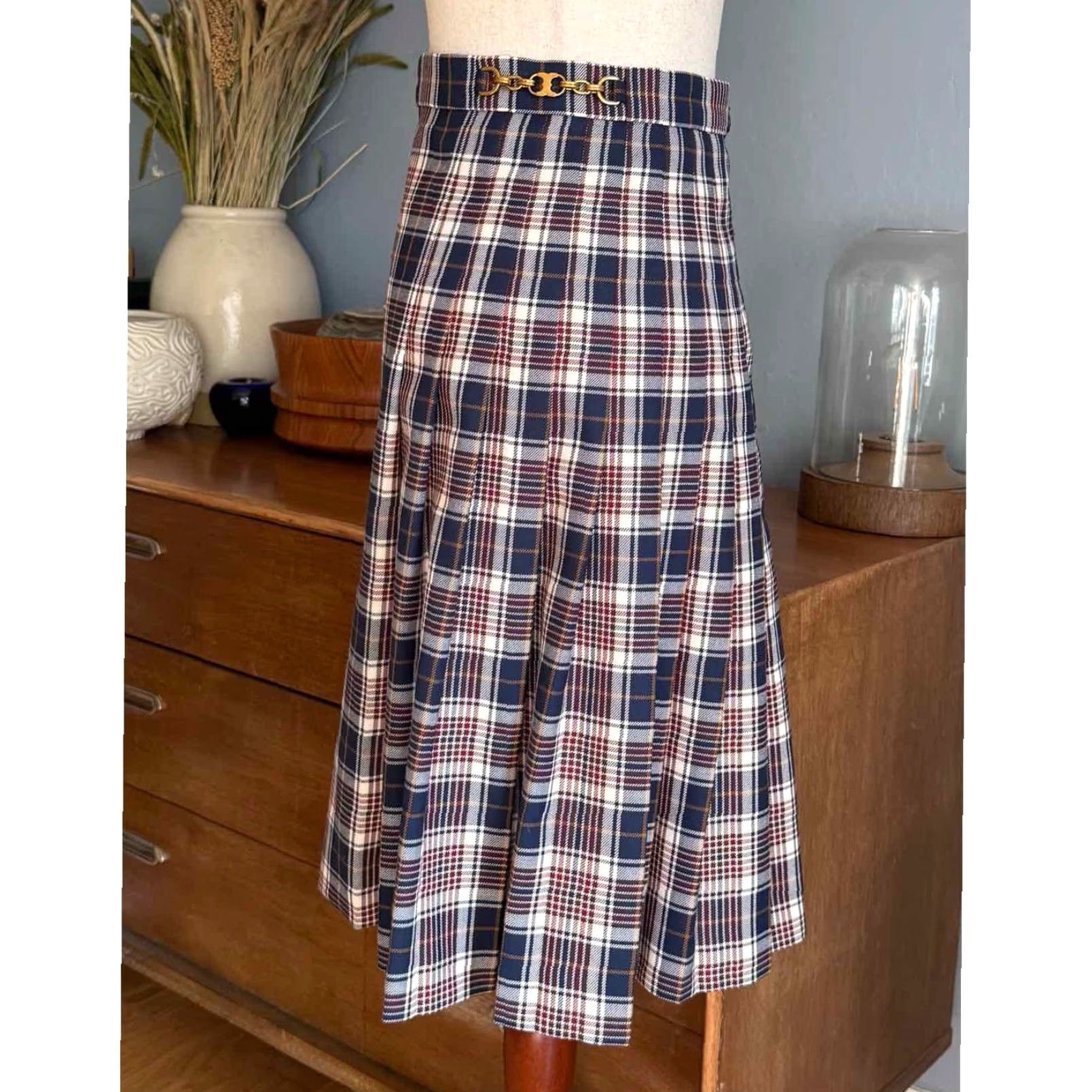 Tory Burch Tory Burch Garrett Pleated Skirt Milano Tartan Plaid Gemini Links Sz 2 Multicolor Knee Length Women A-Line Fall Size 26" / US 2 / IT 38 - 4 Thumbnail