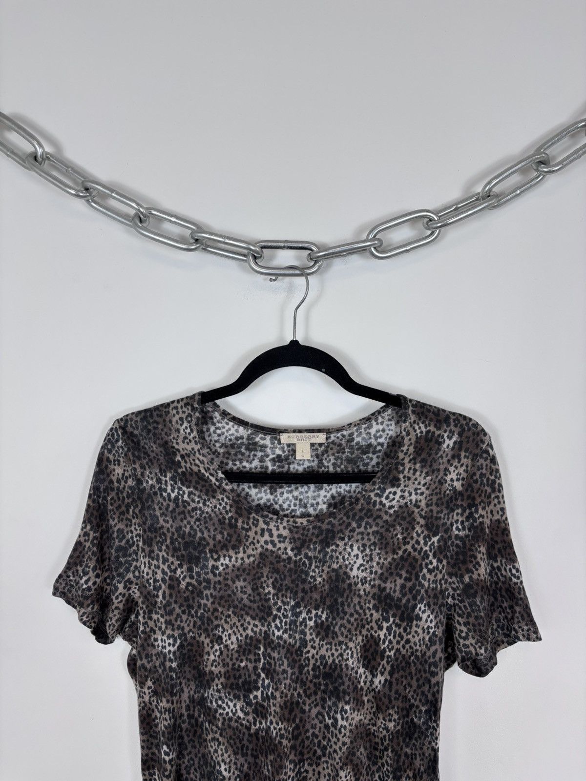 Burberry Burberry Brit Women’s Leopard Print Modal T-Shirt Blouse Top Size L / US 10 / IT 46 - 2 Thumbnail