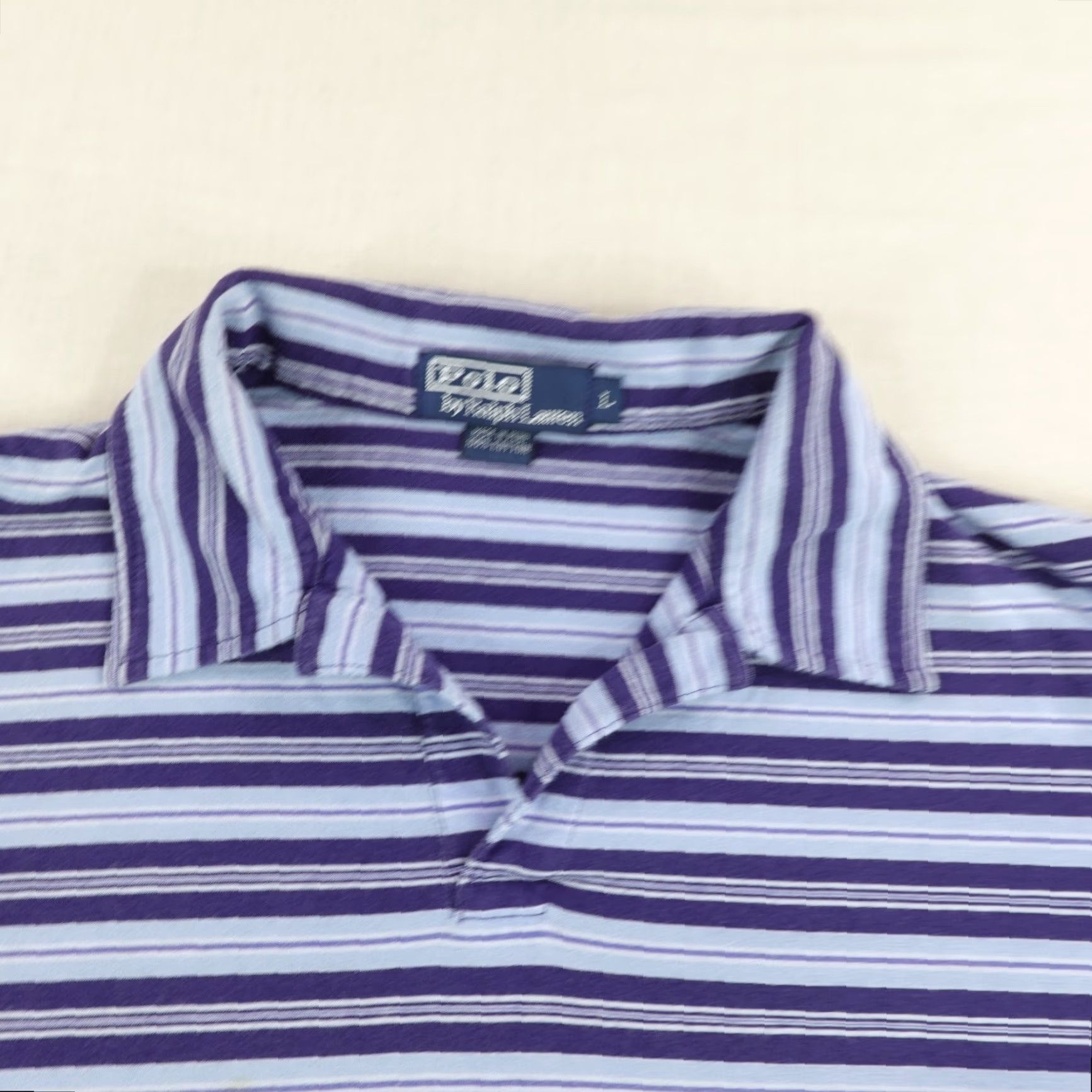 Polo Ralph Lauren Polo Ralph Lauren Shirt Polo Shirt Mens Large Blue Stripes Knit Cotton Short Sleeve Pullover Breathable Easy Care Front Spot Size US L / EU 52-54 / 3 - 2 Thumbnail