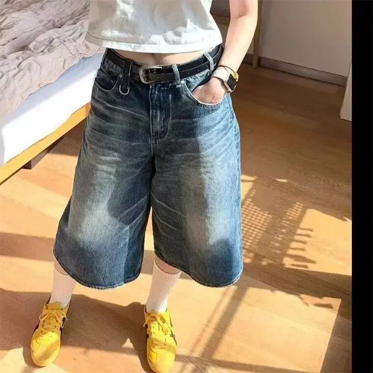 Japanese Brand Retro cat whisker wide leg denim shorts Size US 32 / EU 48 - 1 Thumbnail