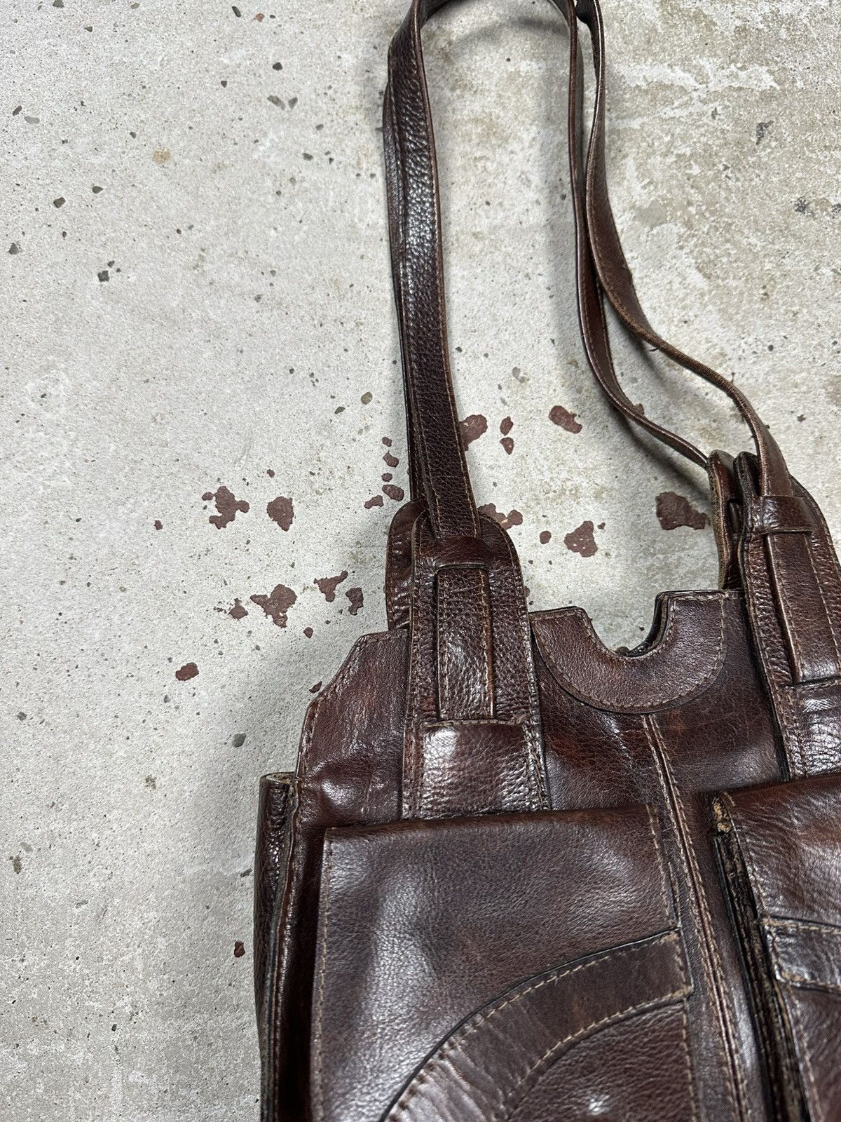 Vintage Vintage 90s Brown Utility Genuine Leather Hand Bag rare usa Size ONE SIZE - 6 Thumbnail