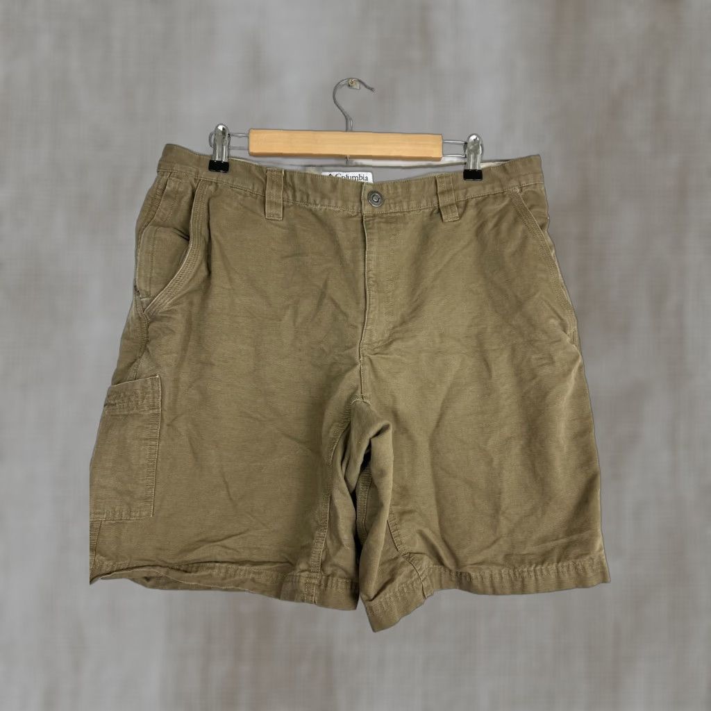 Olive Columbia Cargo Shorts Men Olive 36x9.5” Outdoor Zipper Snap Green 90s? Size US 36 / EU 52 - 1 Thumbnail