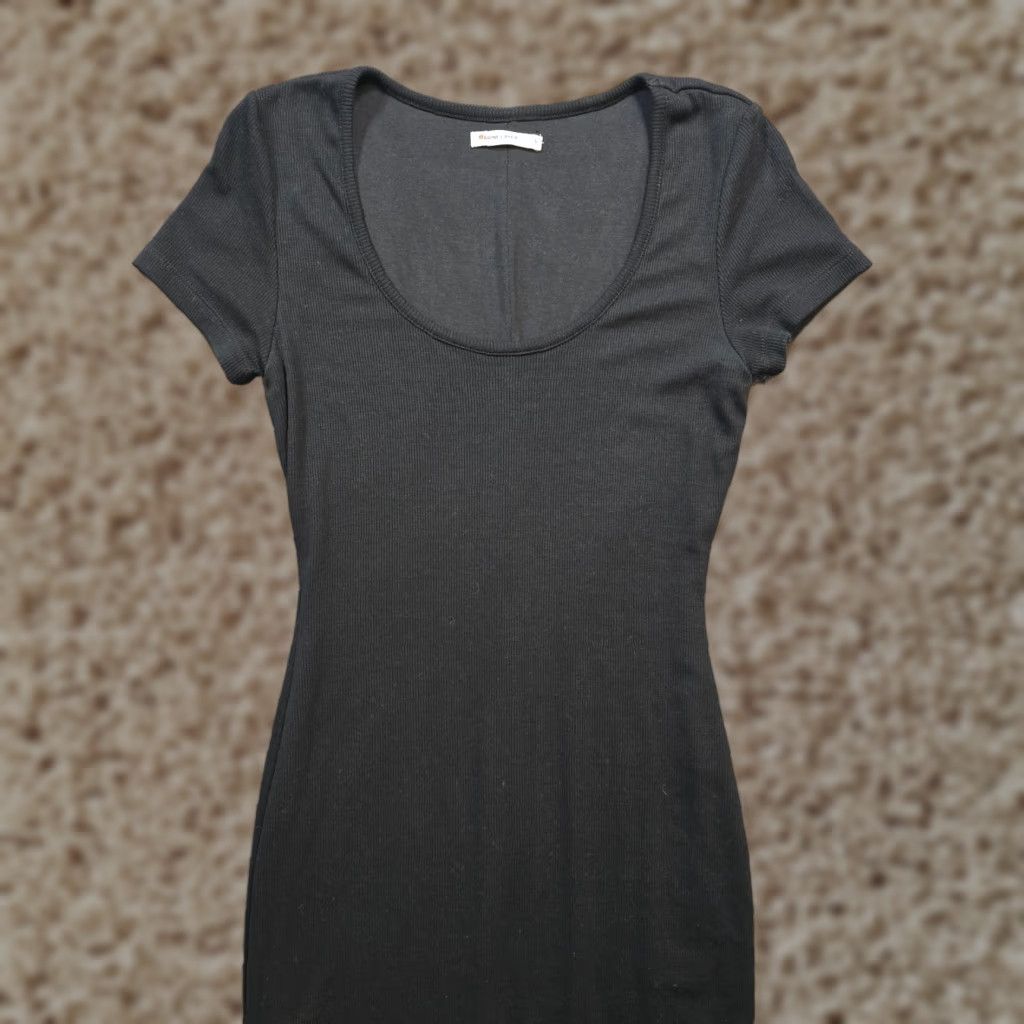 Marine Layer Marine Layer Dress Women Size Small Black Midi Ribbed Lined Short Sleeve Capsule Size 28" / US 6 / IT 42 - 1 Thumbnail