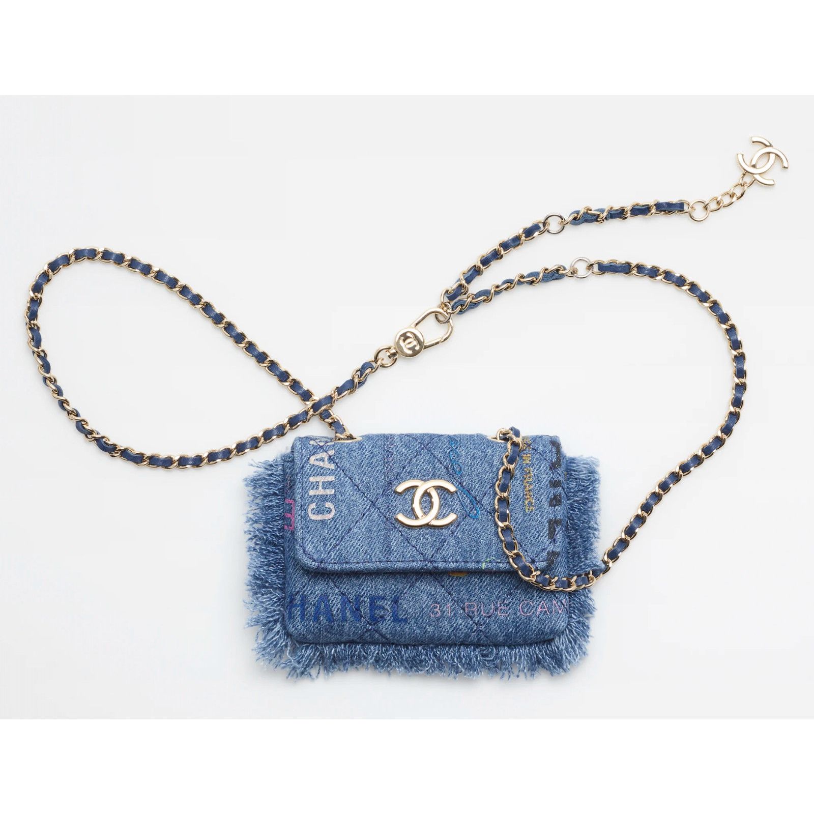 Chanel Chanel Black Pink CC Logo Frayed Credit Card Belt Bag Size ONE SIZE - 1 Thumbnail